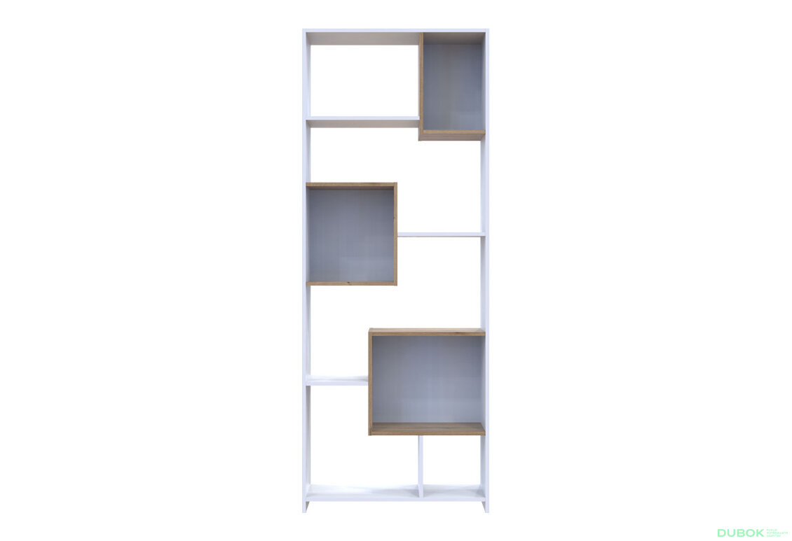 Obrázek 4 - Vysoký regál BS1 Bílá / Dub evoke 81x30x210