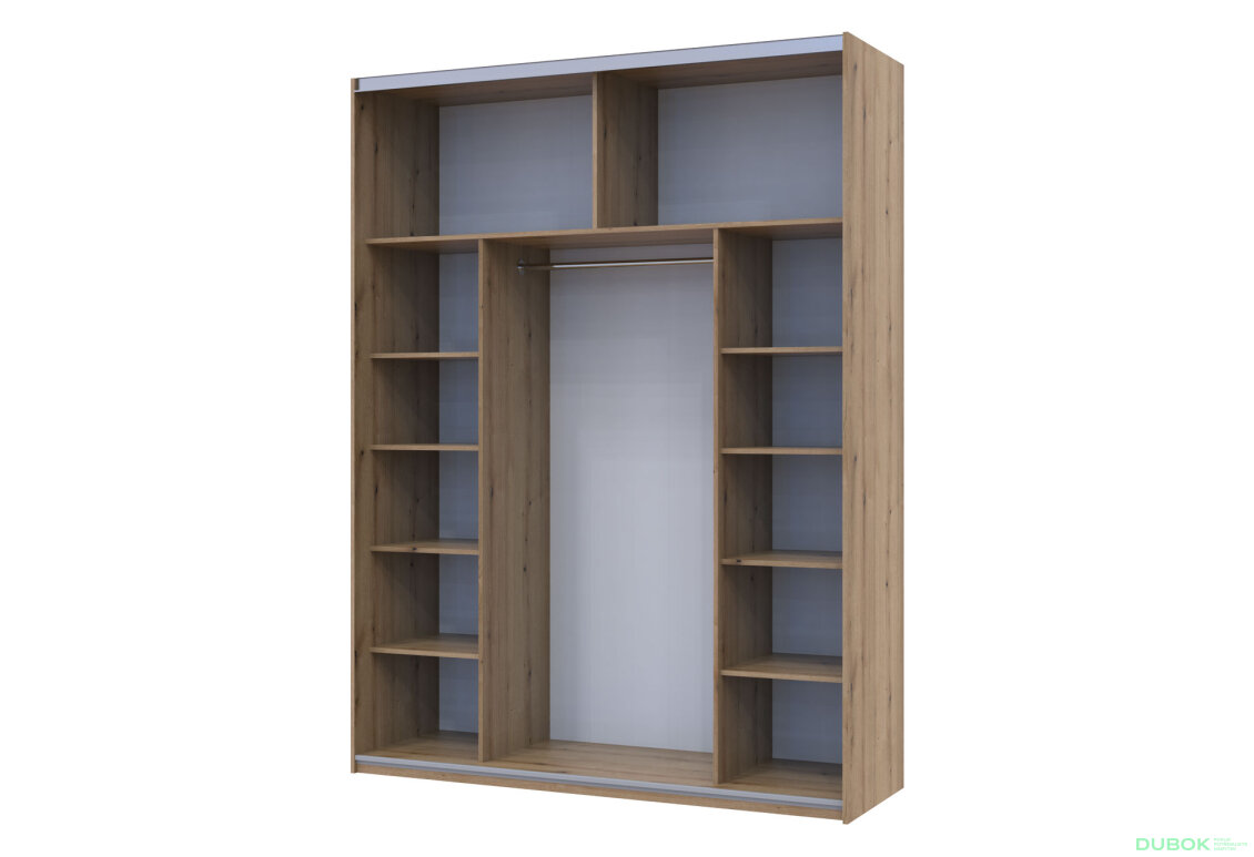 Obrázek 5 - Šatní skříň s posuvnými dveřmi G-Caiser, 2dveřová, DTD + zrcadlo, 180 cm, dub evoke