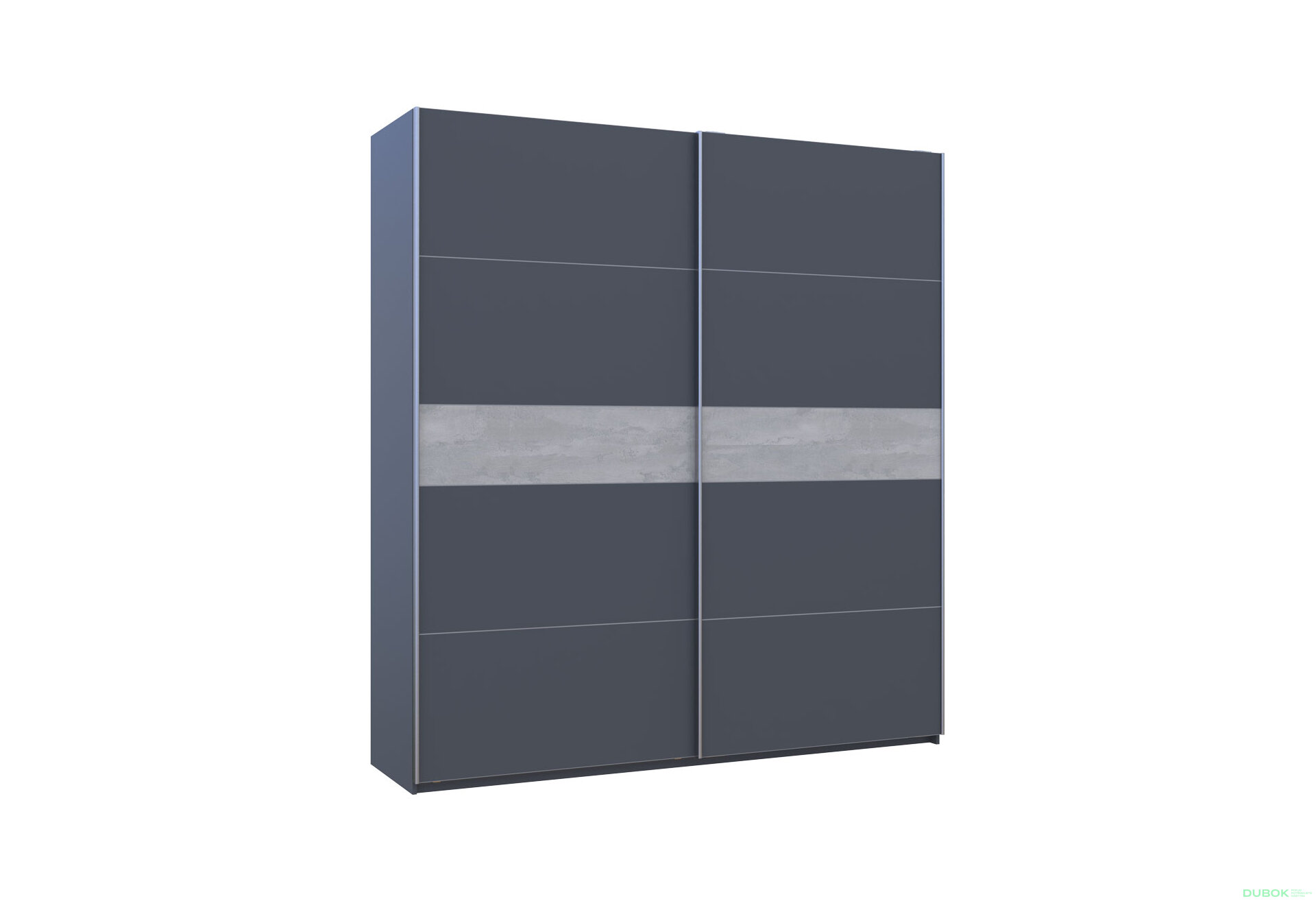 Obrázek 6 - Skříň s posuvnými dveřmi G-Caiser, 2dveřová, DTD, 220 cm, grafit / vložka beton