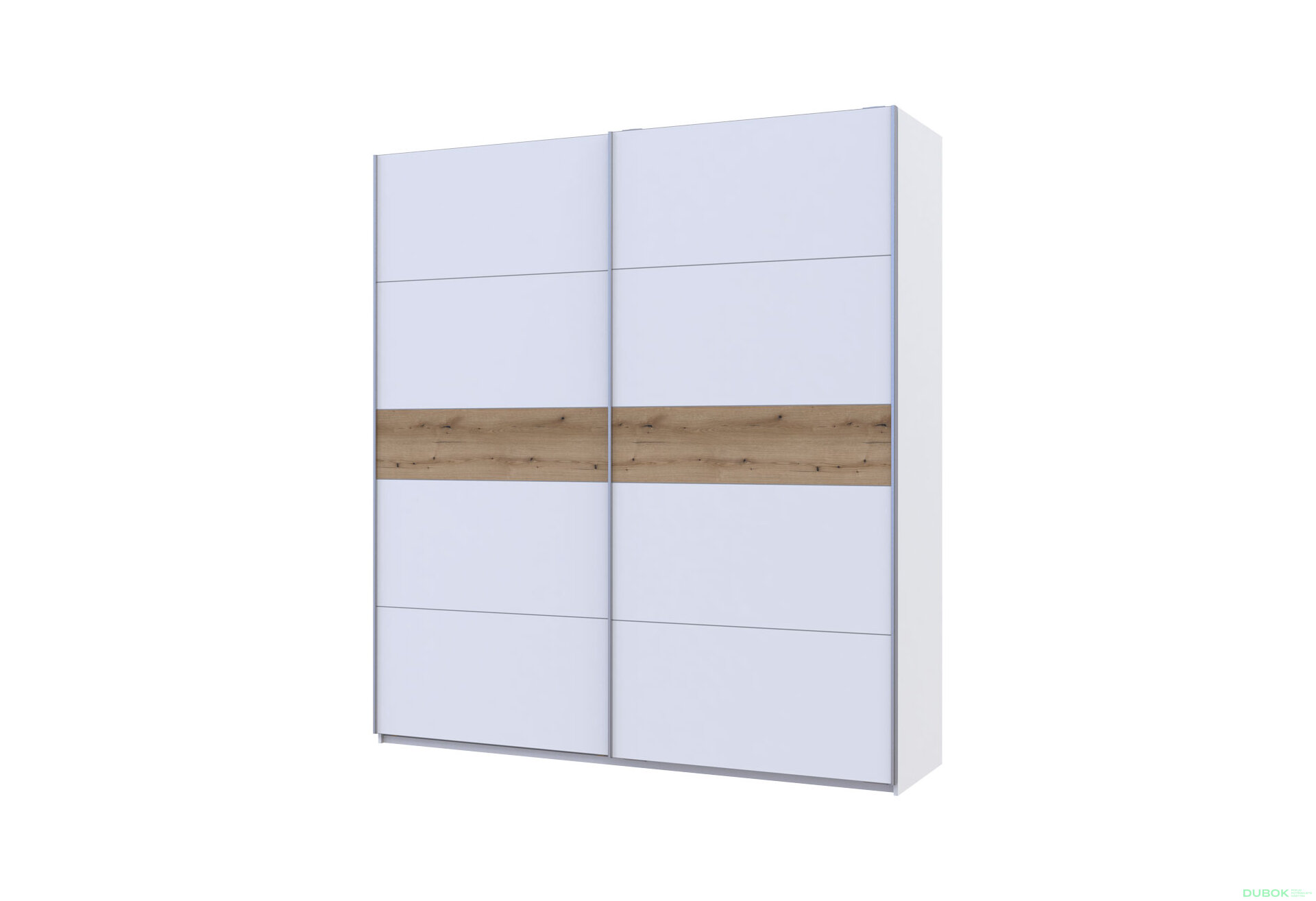 Obrázek 1 - Skříň s posuvnými dveřmi G-Caiser, 2dveřová, DTD, 220 cm, bílá / vložka dub evoke