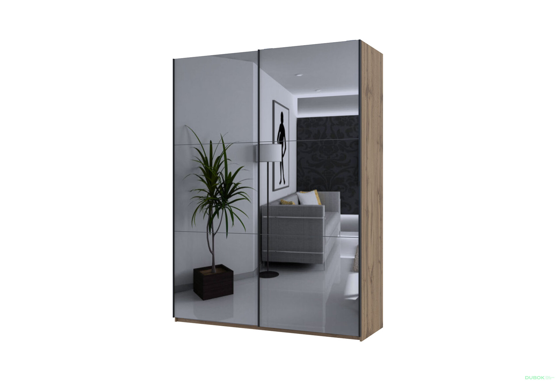 Obrázek 1 - Skříň s posuvnými dveřmi Taho 2 Zrcadla 180x60x240 G-Caiser