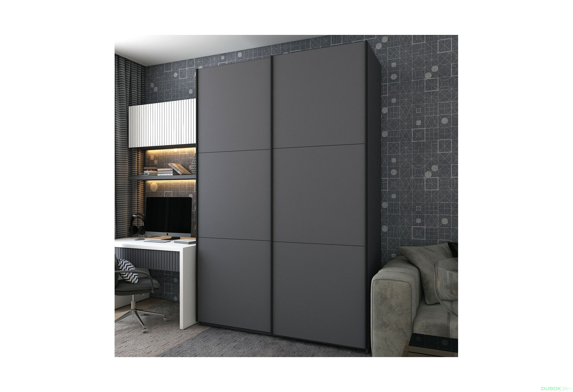 Obrázek 2 - Skříň G-Caiser Doros s 2 dveřmi DTD, 180 cm, grafit