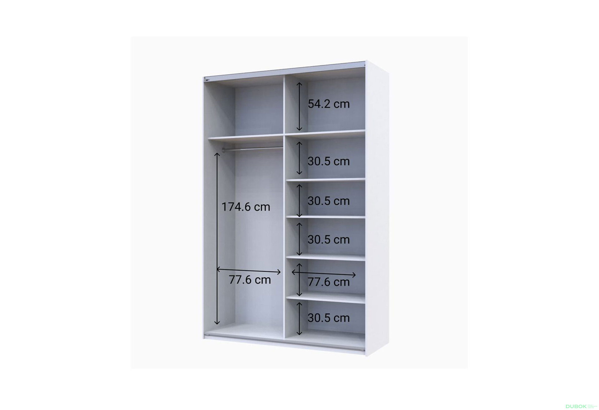 Obrázek 5 - Skříň s posuvnými dveřmi Bílý Grafit 2 DTD / 3 části 160x60x240 G-Caiser