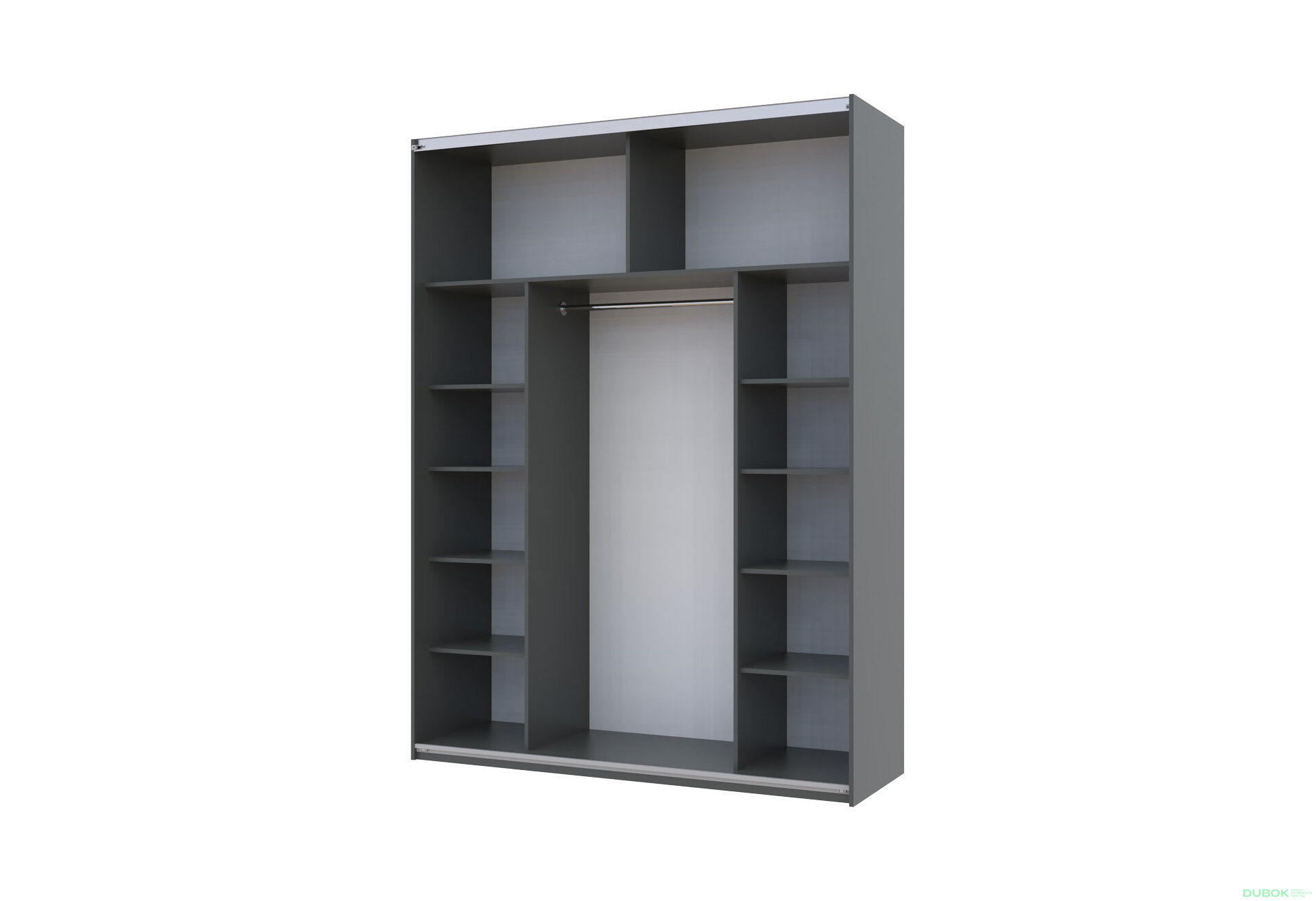 Obrázek 4 - Skříň s posuvnými dveřmi Grafit / Grafit 1 DTD / 1 zrcadlo 180x60x240 G-Caiser