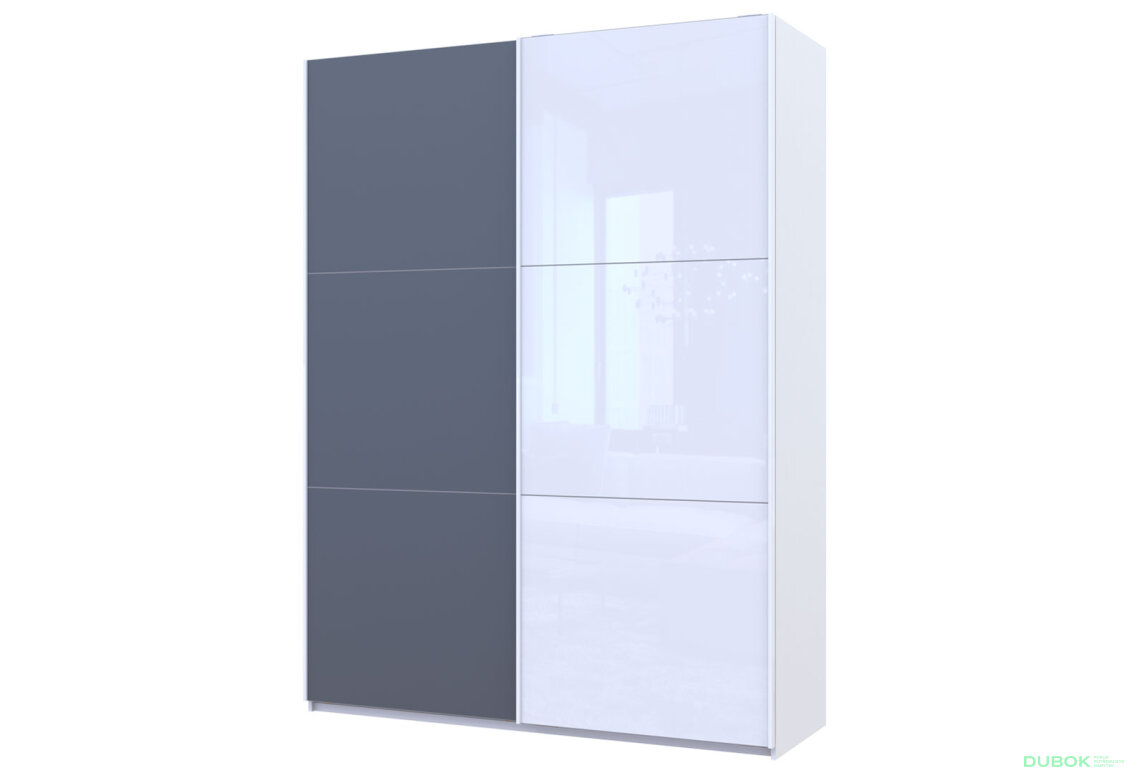 Skříň s posuvnými dveřmi Bílý Grafit/Bílý 1 DTD / 1 sklo / 3 části 180x60x240 G-Caiser