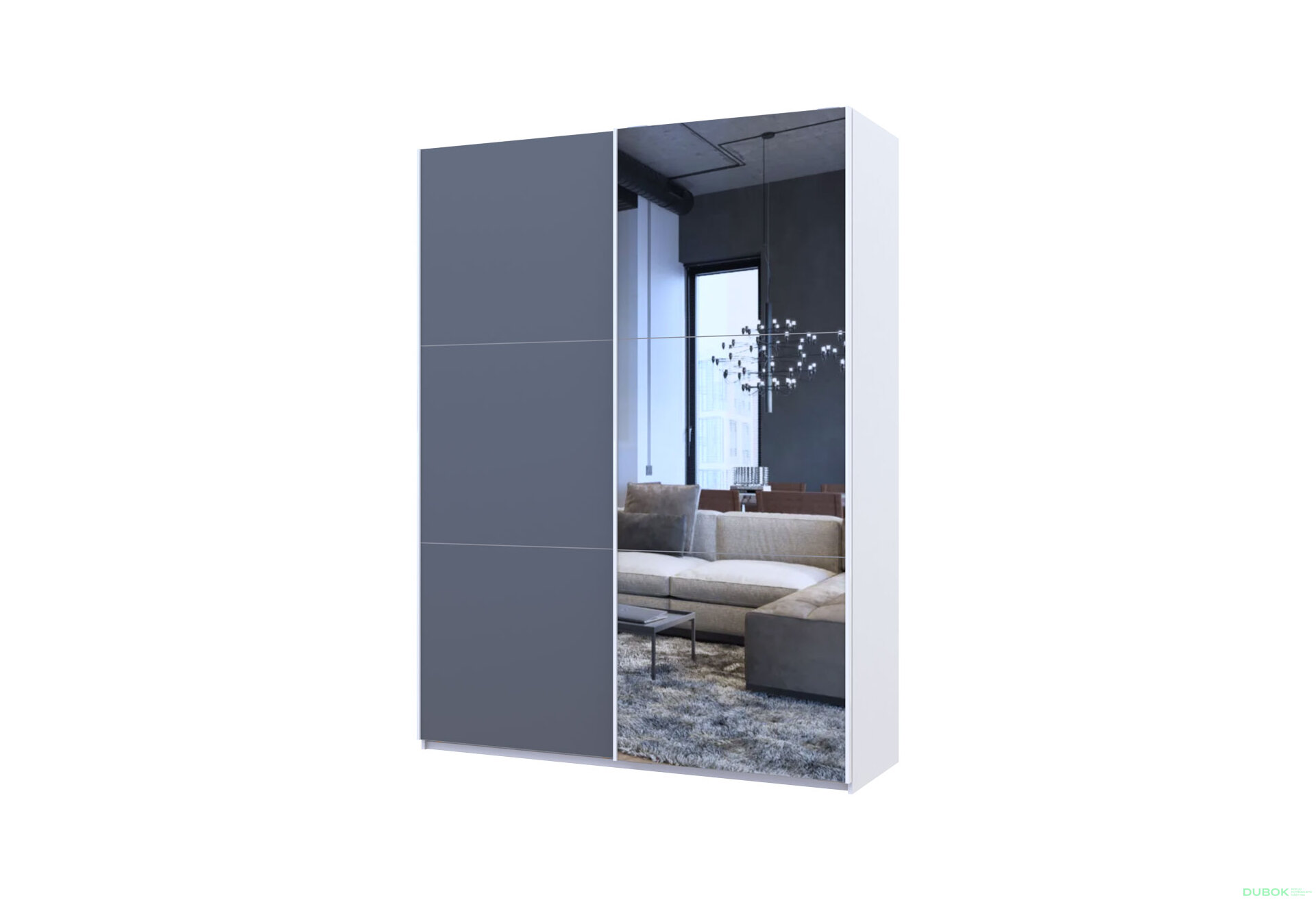 Obrázek 1 - Skříň s posuvnými dveřmi Bílý Grafit 1 DTD / 1 zrcadlo 180x60x240 G-Caiser