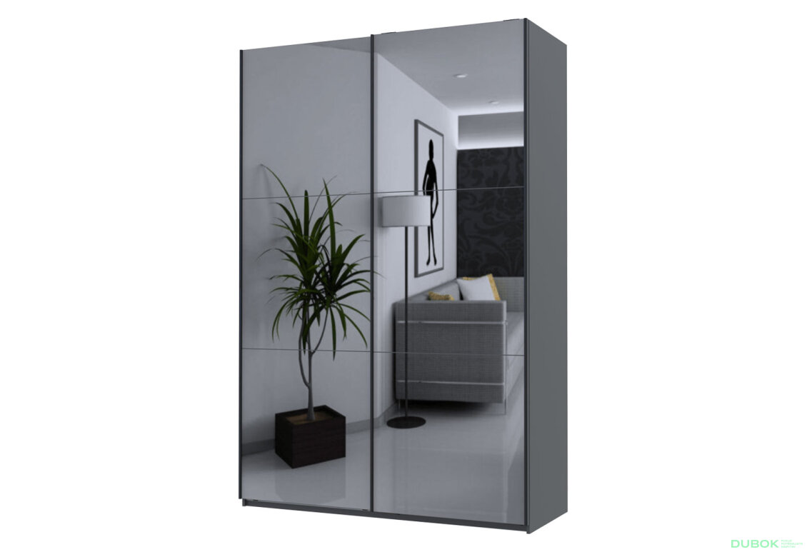 Skříň G-Caiser Doros s 2 zrcadly, 160 cm, grafit