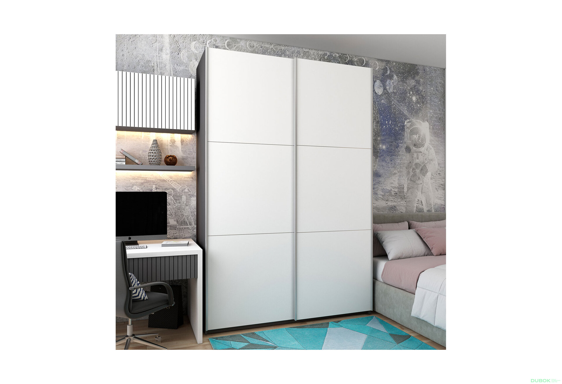 Obrázek 4 - Skříň G-Caiser Doros s 2 dveřmi, 160 cm, grafit / bílá