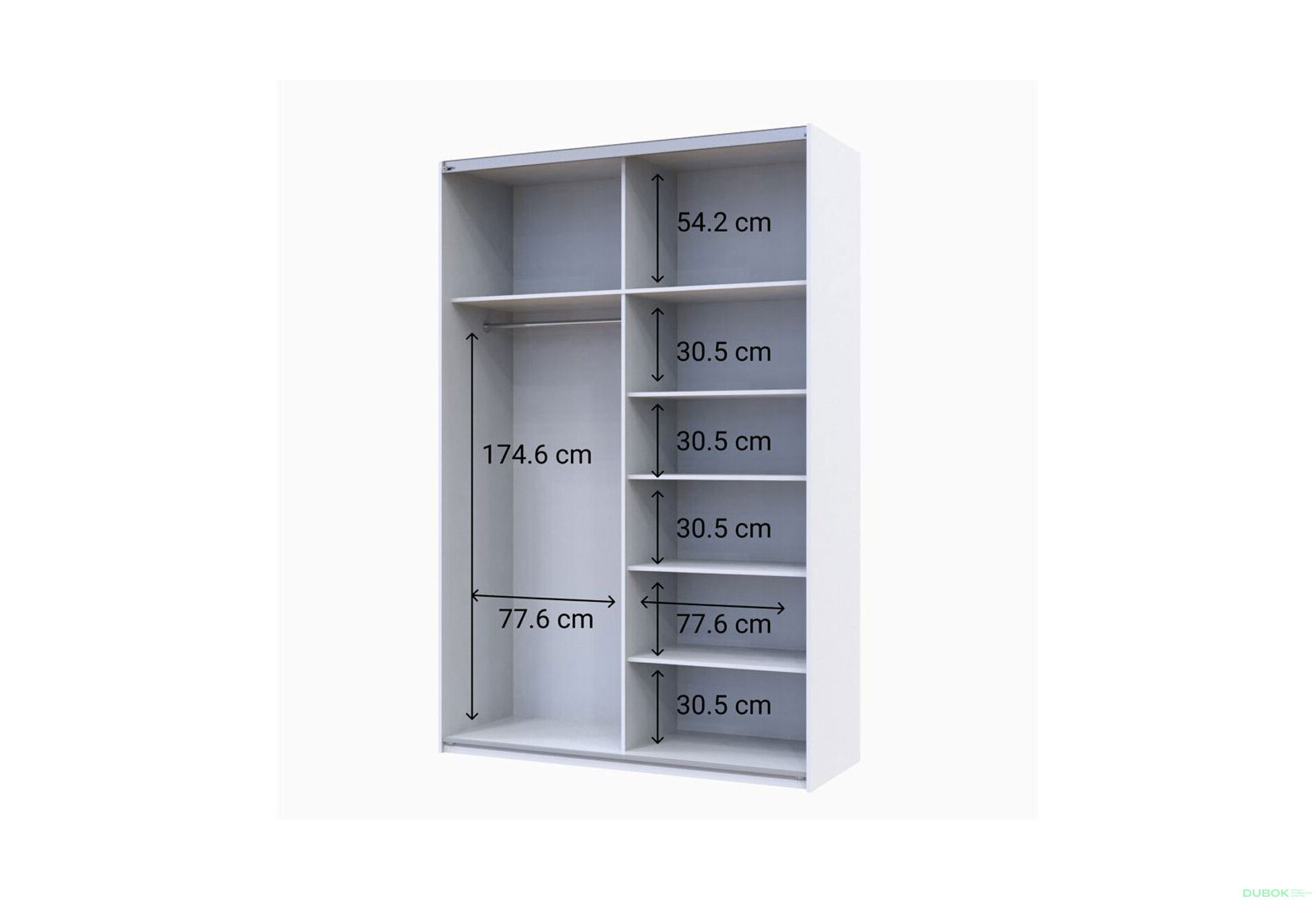 Obrázek 5 - Skříň G-Caiser Doros s 2 dveřmi DTD, 160 cm, bílá