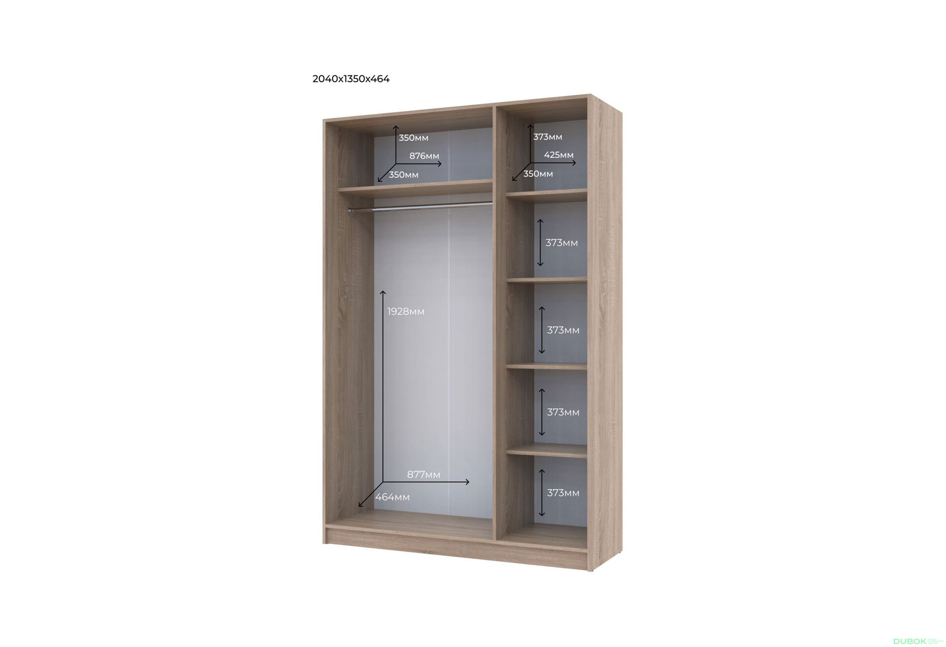 Obrázek 4 - Skříň Promo se 3 dveřmi 135 cm, Dub Sonoma