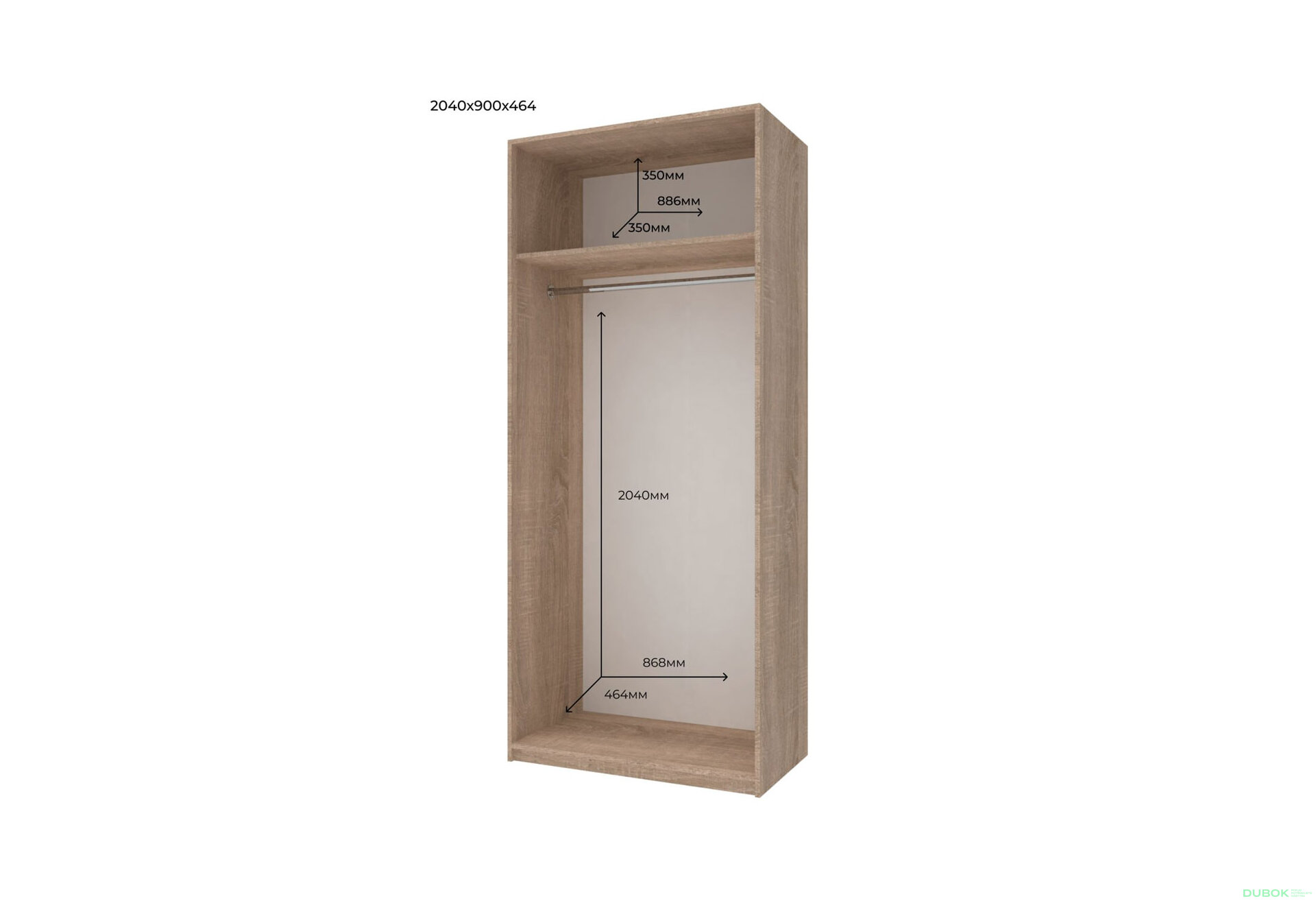 Obrázek 5 - Skříň Promo s 2 dveřmi 90 cm, Dub Sonoma