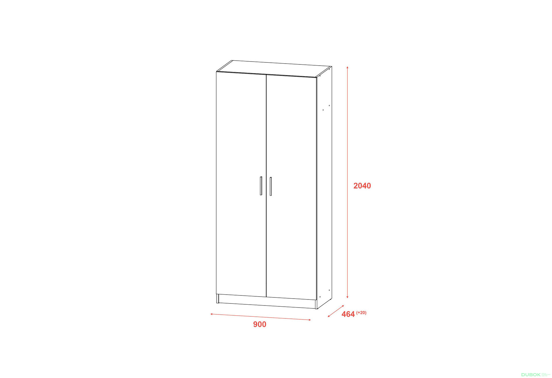 Obrázek 9 - Skříň Promo s 2 dveřmi 90 cm, šedá