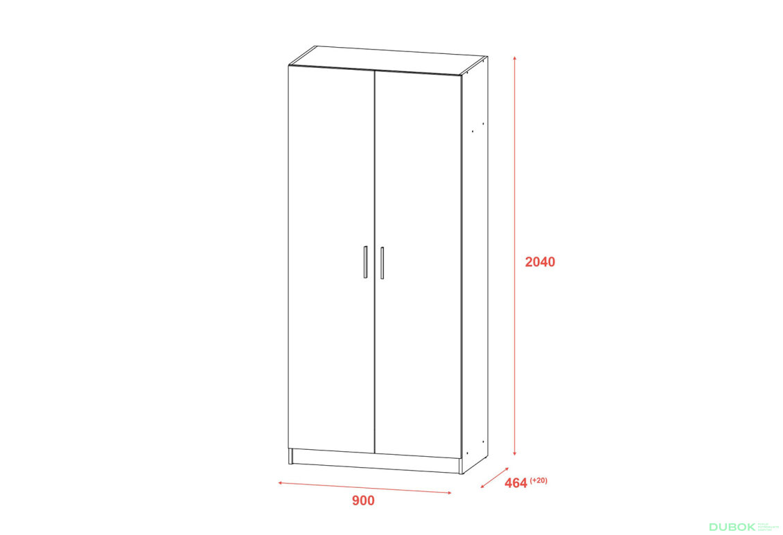 Obrázek 9 - Skříň Promo s 2 dveřmi 90 cm, šedá