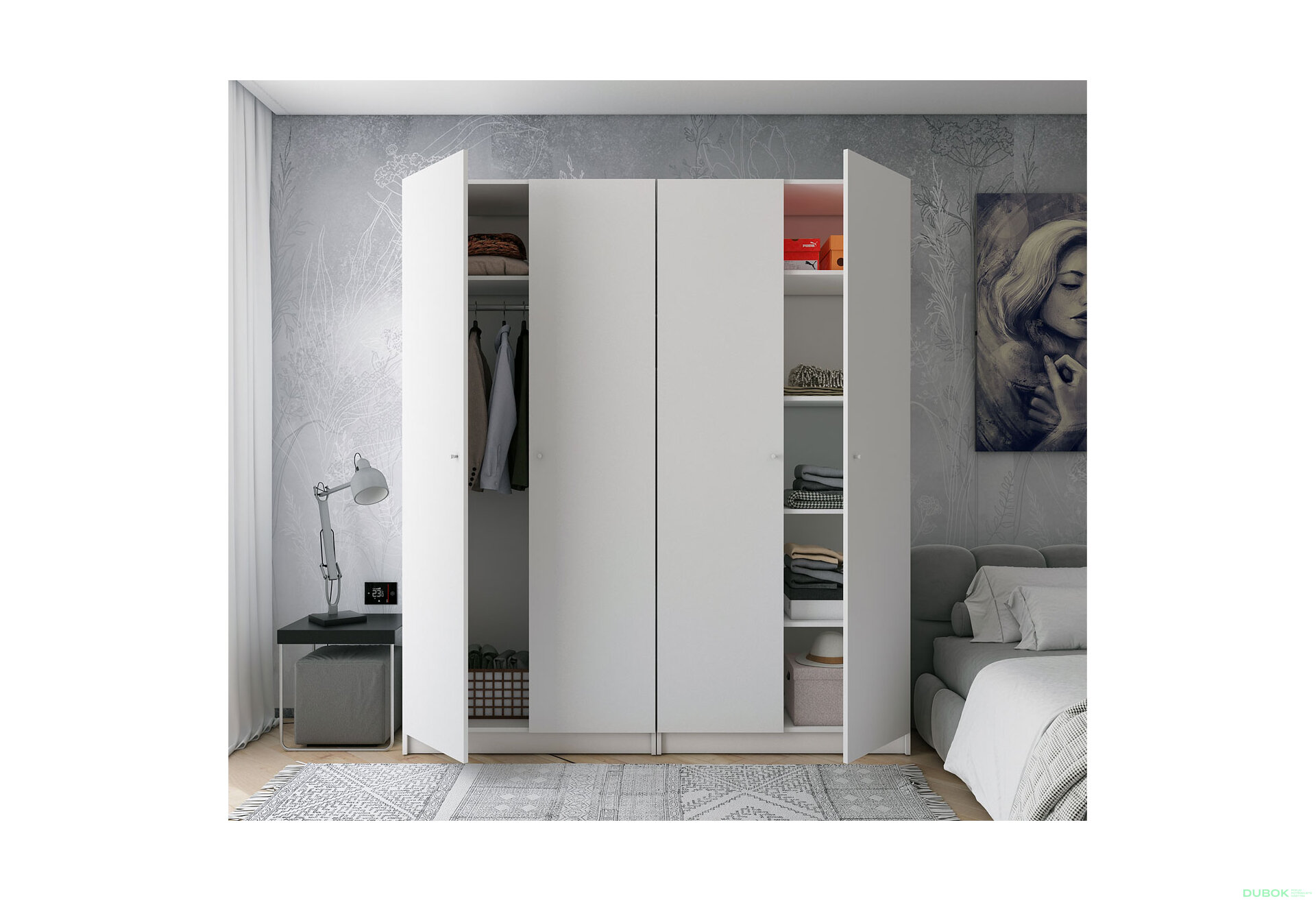 Obrázek 2 - Skříň Promo s policemi 2+2 DTD 180×48×204 Bílá