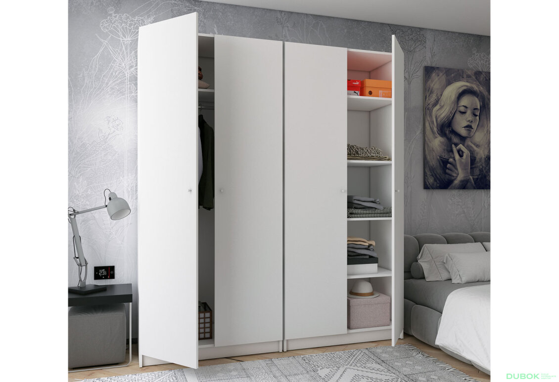 Obrázek 3 - Skříň Promo s policemi 2+2 DTD 180×48×204 Bílá