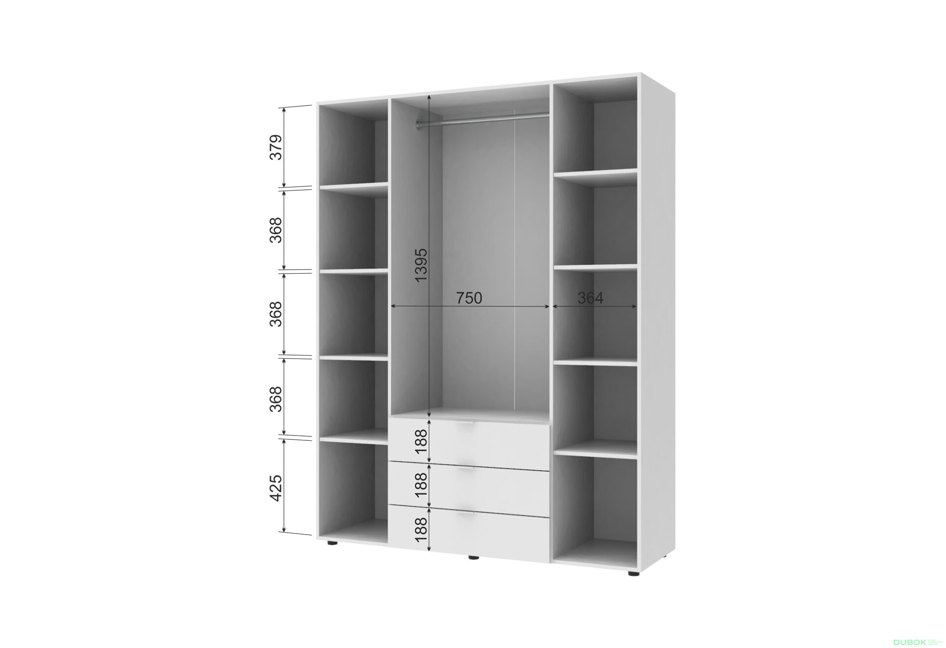 Obrázek 9 - Skříň čtyřdveřová Gelar 155 cm Bílá