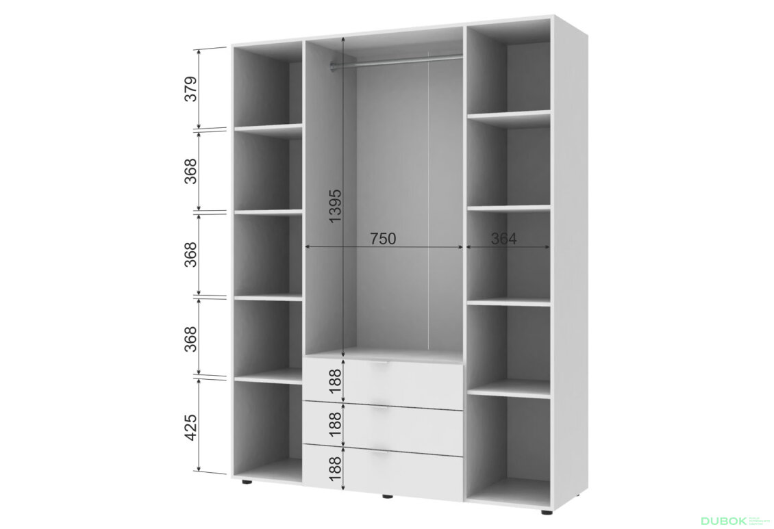 Obrázek 9 - Skříň čtyřdveřová Gelar 155 cm Bílá