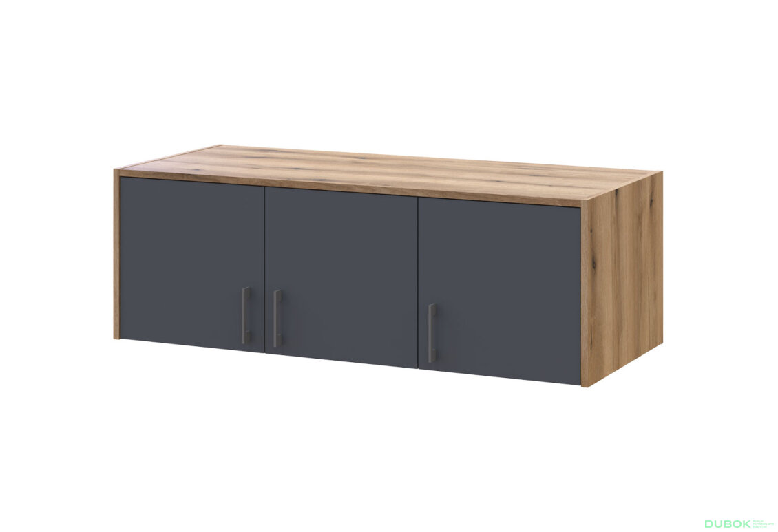 Obrázek 11147 - Skříň Rondi 3 z dřevotřísky s horním oddílem artisan dub / grafit 121x52x236 cm