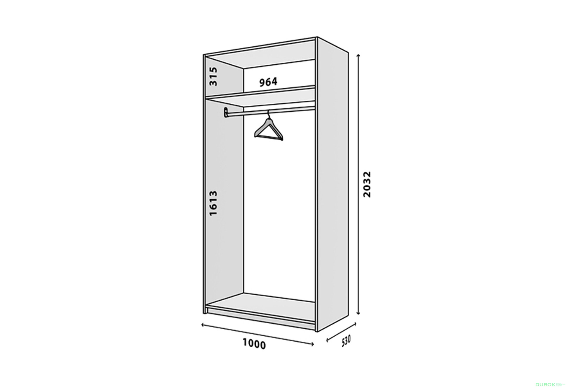 Obrázek 2 - Modul №2 ŠU-1000*2050 DTD 18 mm antracit