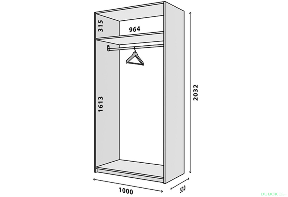 Obrázek 2 - Modul №2 ŠU-1000*2050 DTD 18 mm antracit