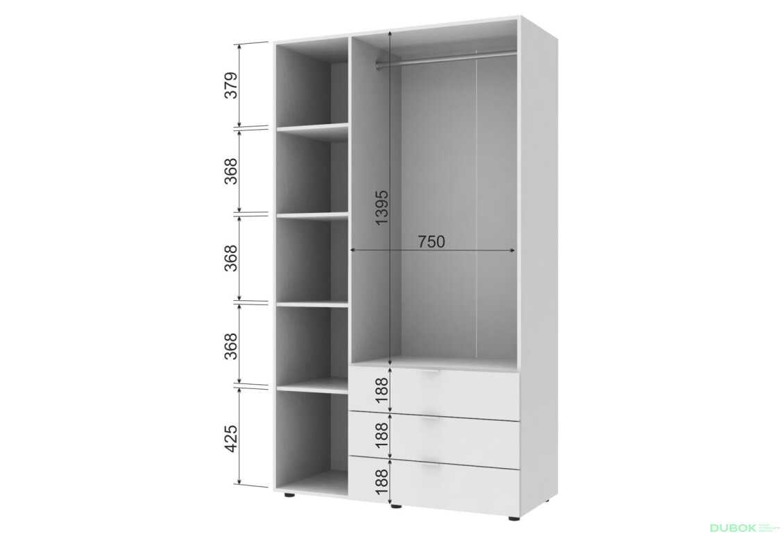 Obrázek 4 - Skříň třídveřová Gelar 116.2 cm Bílá