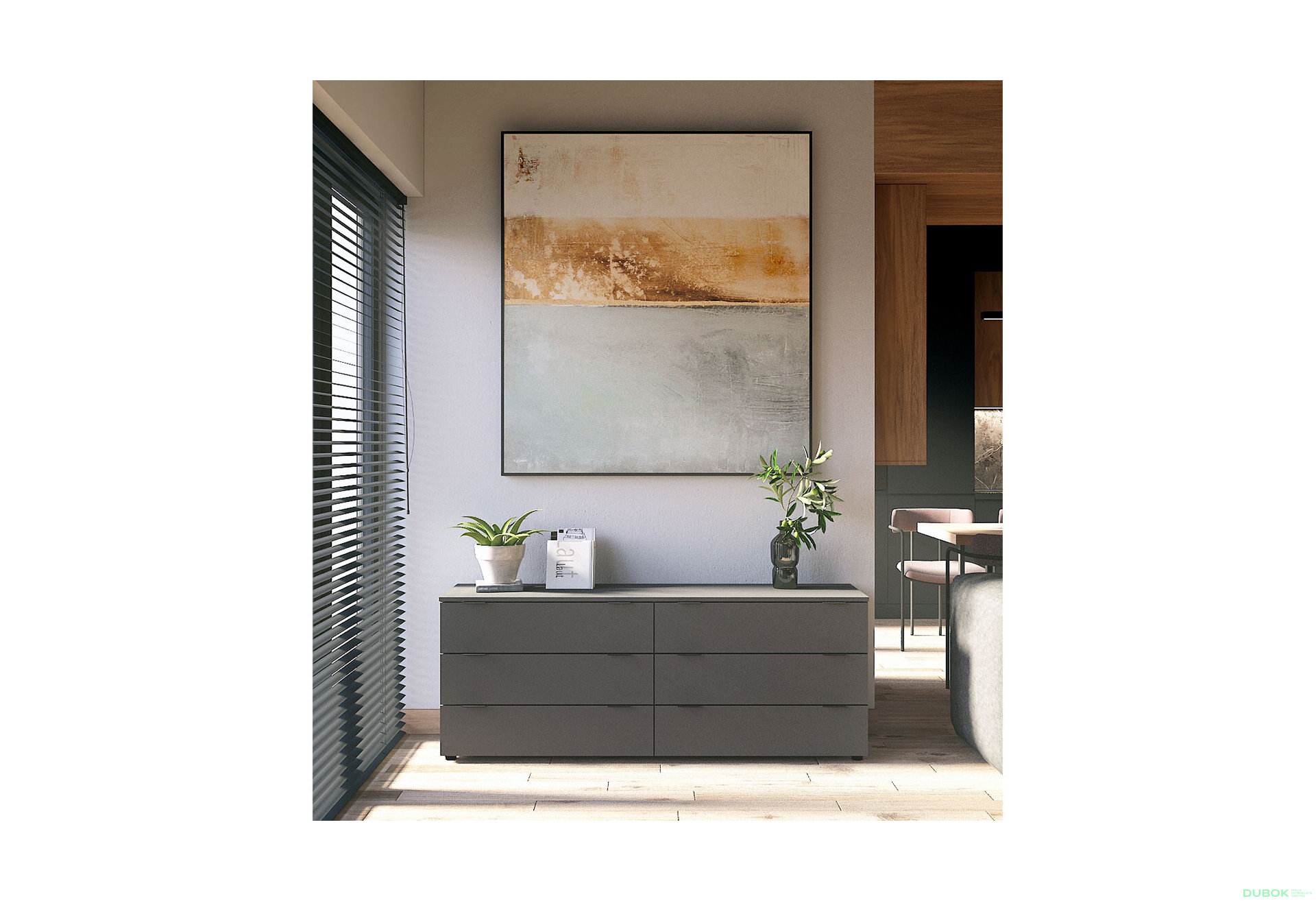 Obrázek 2 - Komoda Ron 9 s 6 zásuvkami 160х38х62 grafit