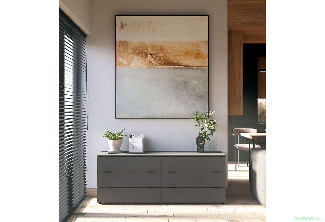 Obrázek 2 - Komoda Ron 9 s 6 zásuvkami 160х38х62 grafit