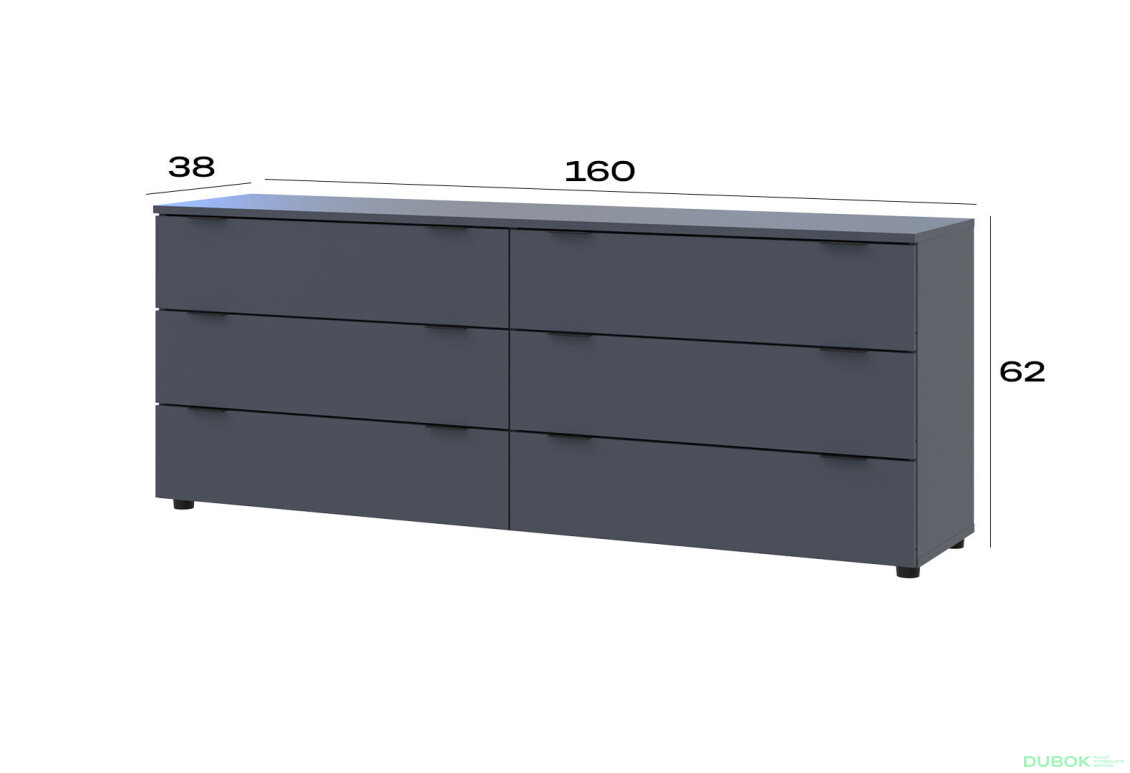 Obrázek 7 - Komoda Ron 9 s 6 zásuvkami 160х38х62 grafit
