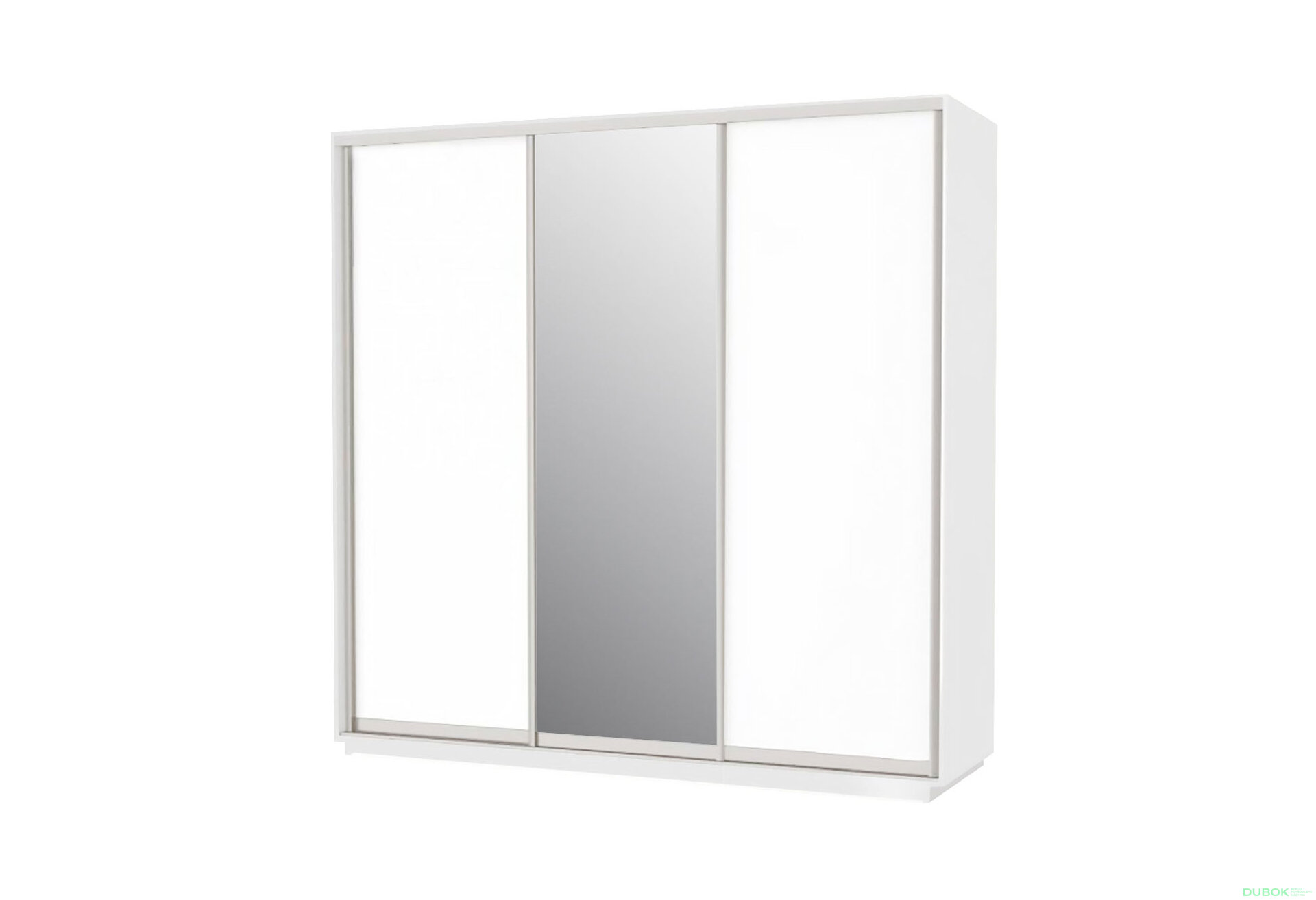 Obrázek 1 - Skříň 200x240x60 nymphaea alba, 2 dřevotříska+1 zrcadlo, stříbrný profil