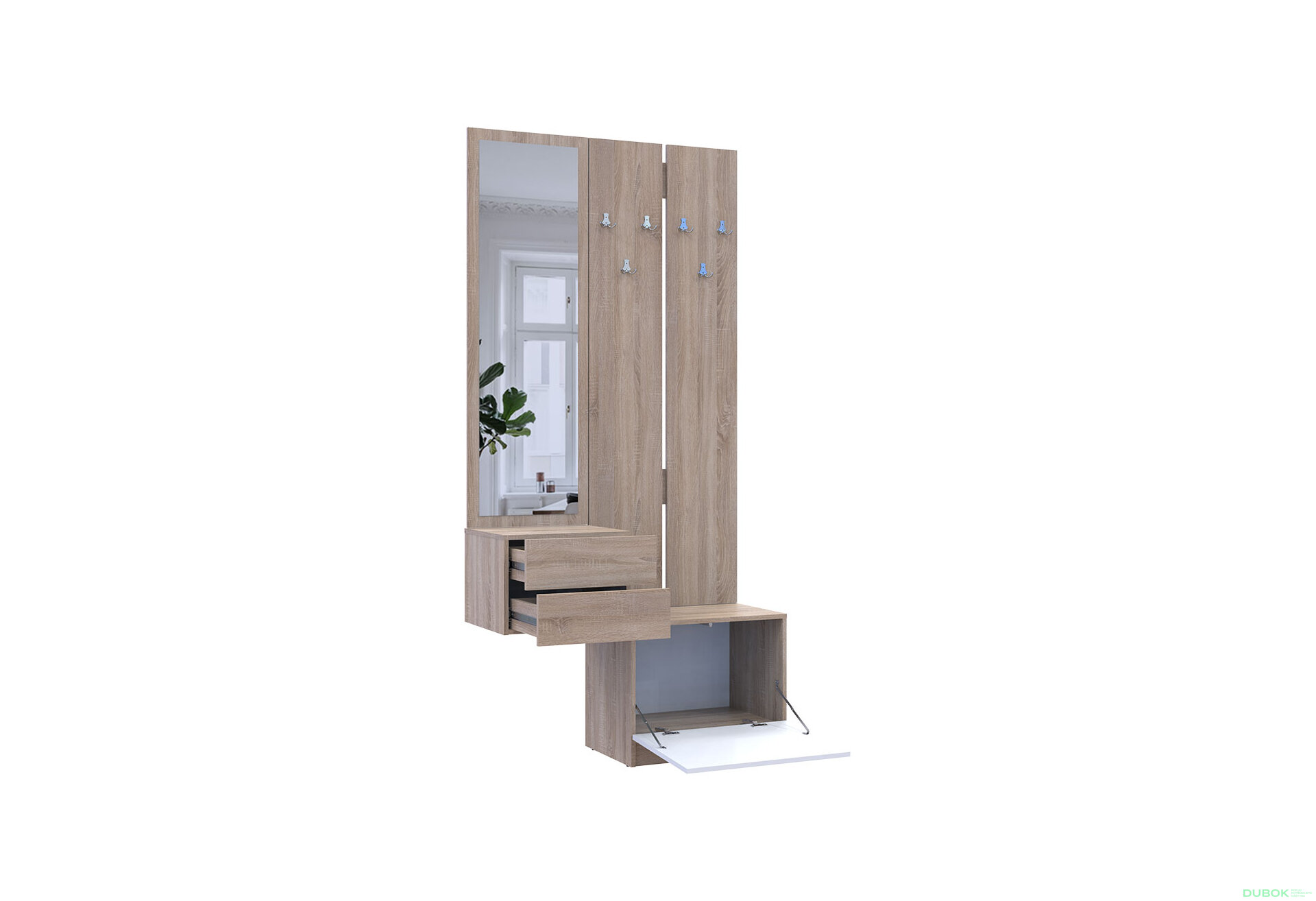 Obrázek 4 - Sada 105 cm s ramínkem dub sonoma / bílá Sola