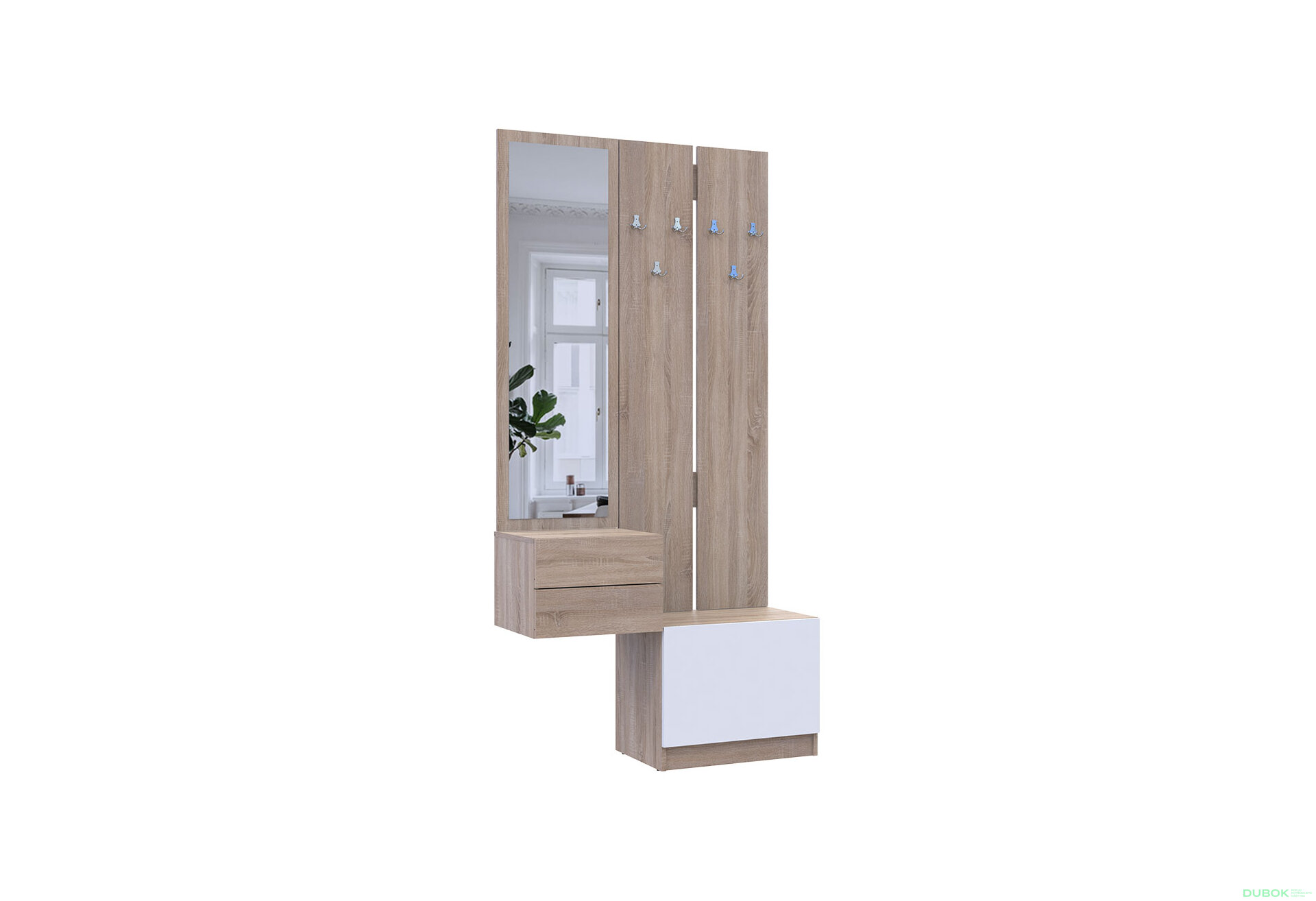 Obrázek 6 - Sada 105 cm s ramínkem dub sonoma / bílá Sola