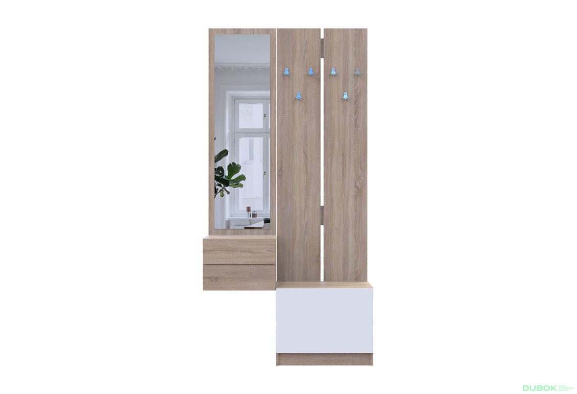 Obrázek 2 - Sada 105 cm s ramínkem dub sonoma / bílá Sola