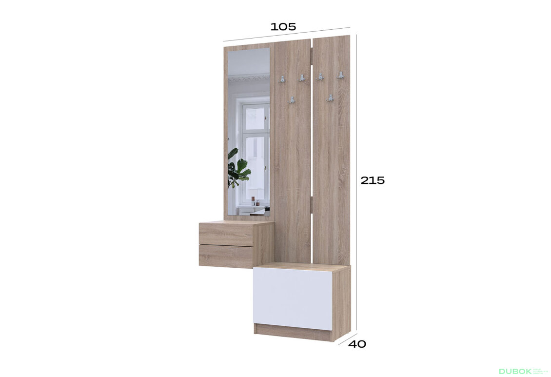 Obrázek 8 - Sada 105 cm s ramínkem dub sonoma / bílá Sola