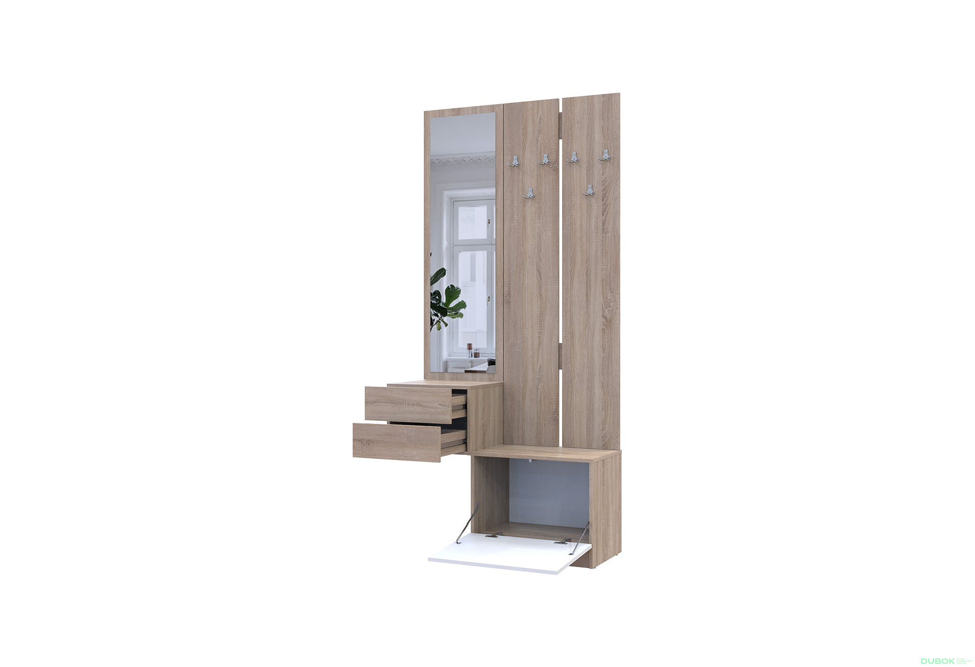 Obrázek 7 - Sada 105 cm s ramínkem dub sonoma / bílá Sola