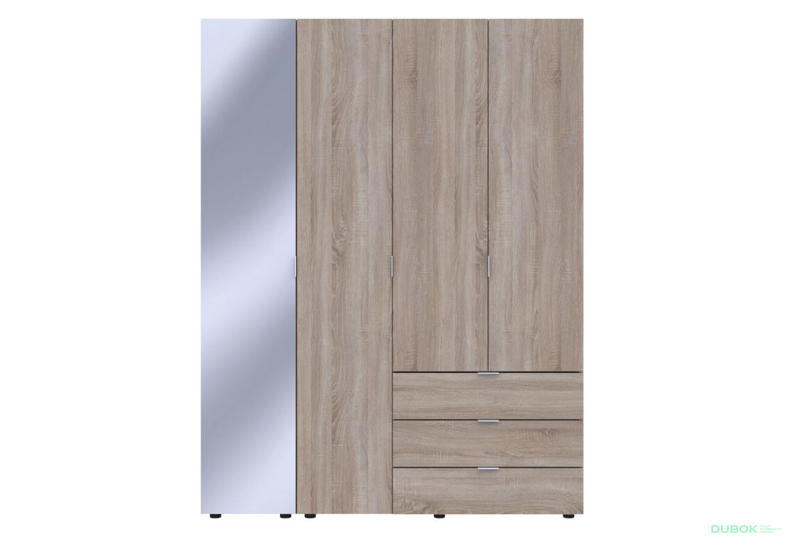 Obrázek 2 - Skříň čtyřdveřová se zrcadlem Gelar 155.2 cm Dub sonoma
