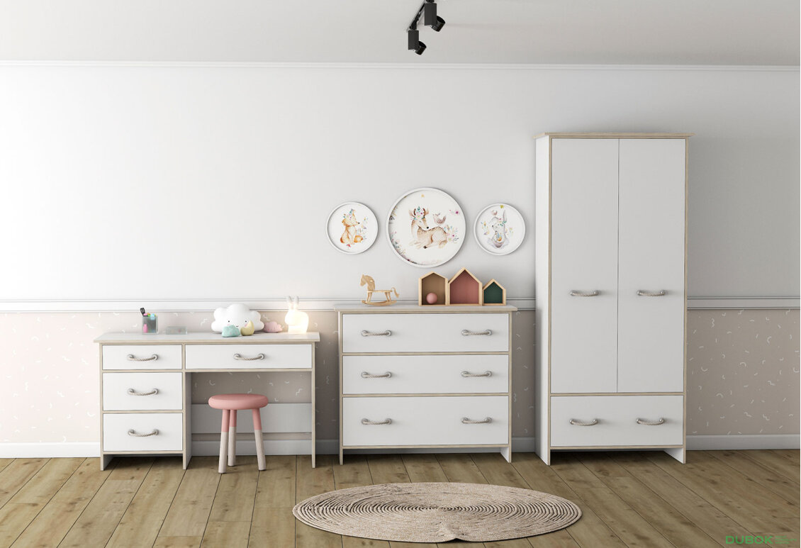 Dětská sestava 3.3 Kosmo bílá, vložky sonoma Idczak meble