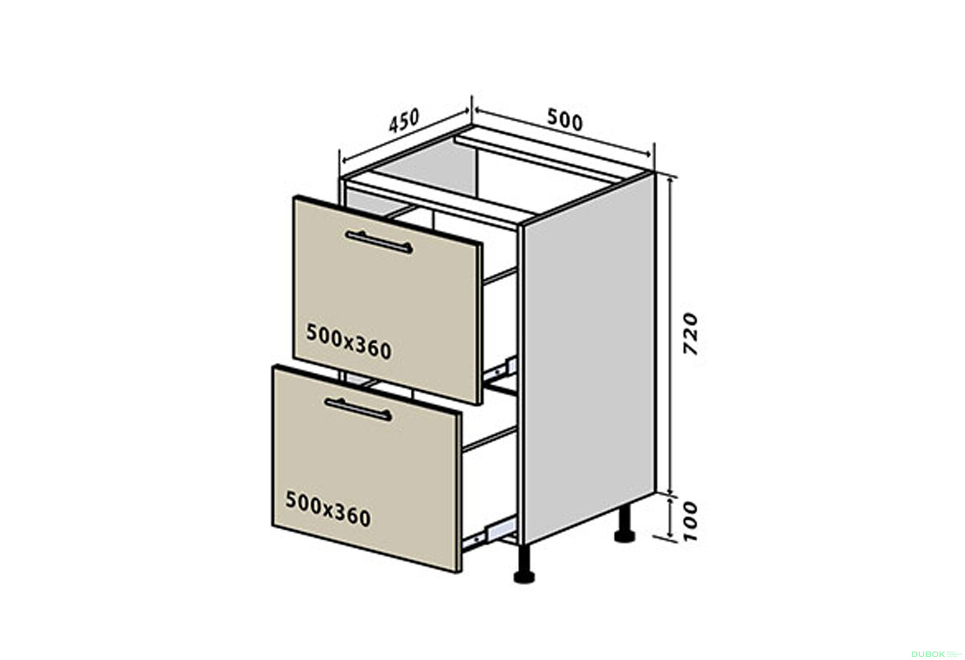 Obrázek 1 - N36 Skříňka 2Š 50 MoDa Mat / MoDa Matt