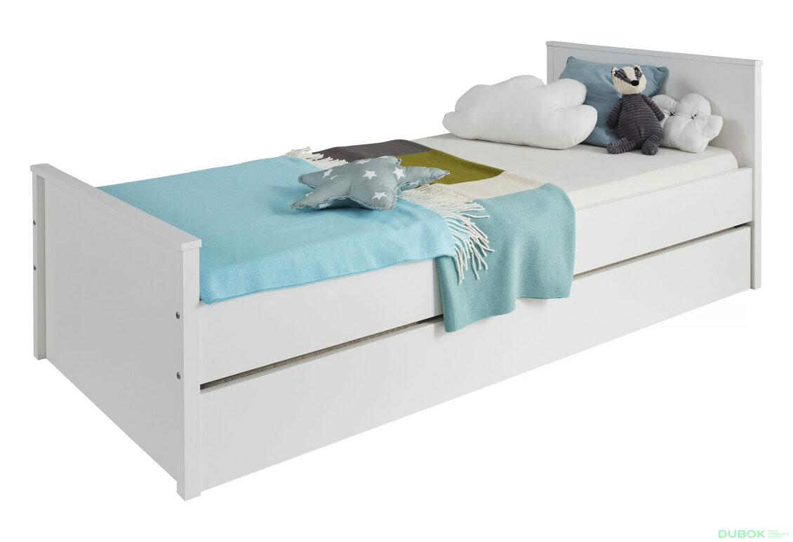 Postel 90x200 + zásuvka postele bílý Ole