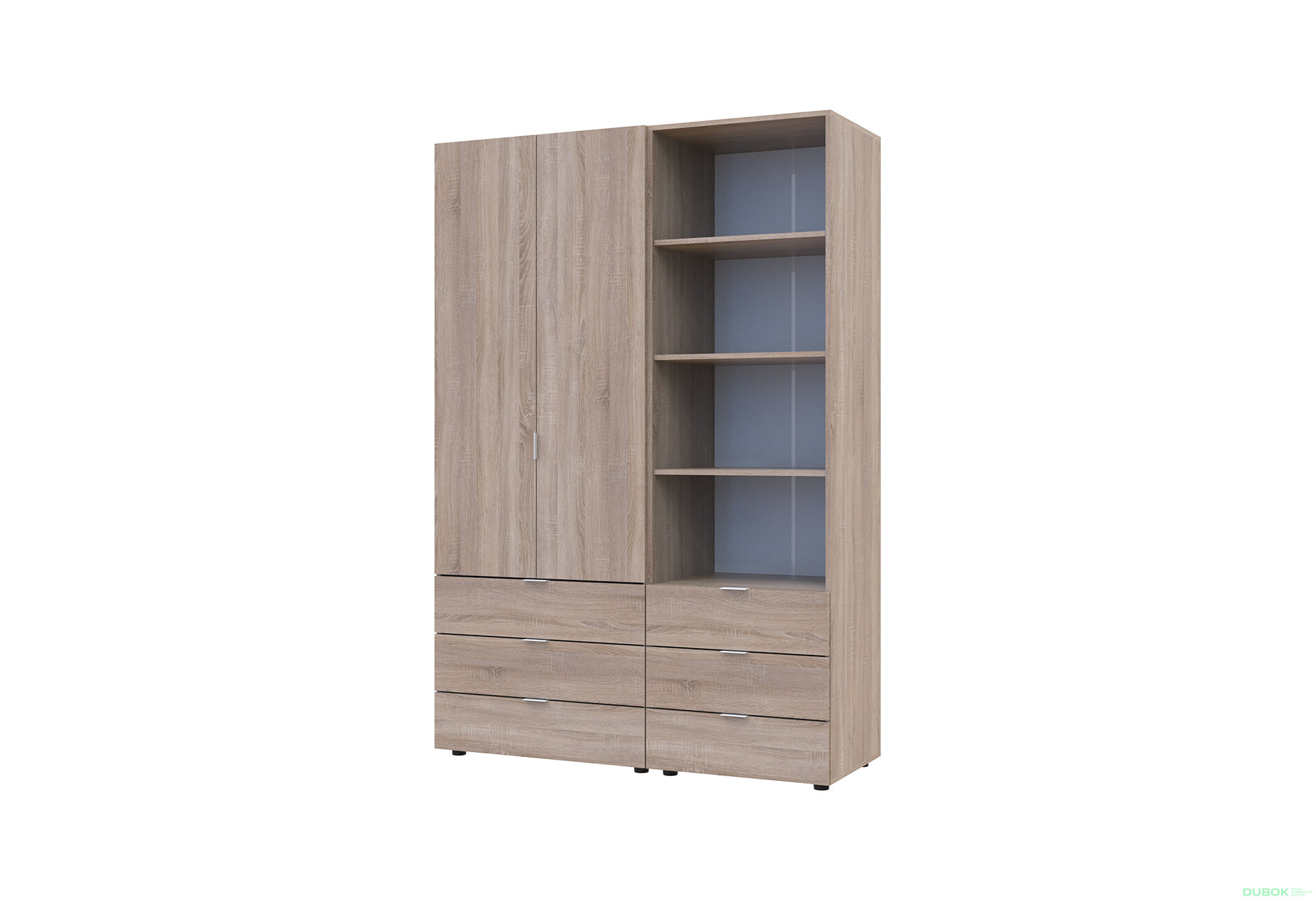 Obrázek 1 - Skříň 2D s regálem se zásuvkami Gelar 137.5 cm dub sonoma