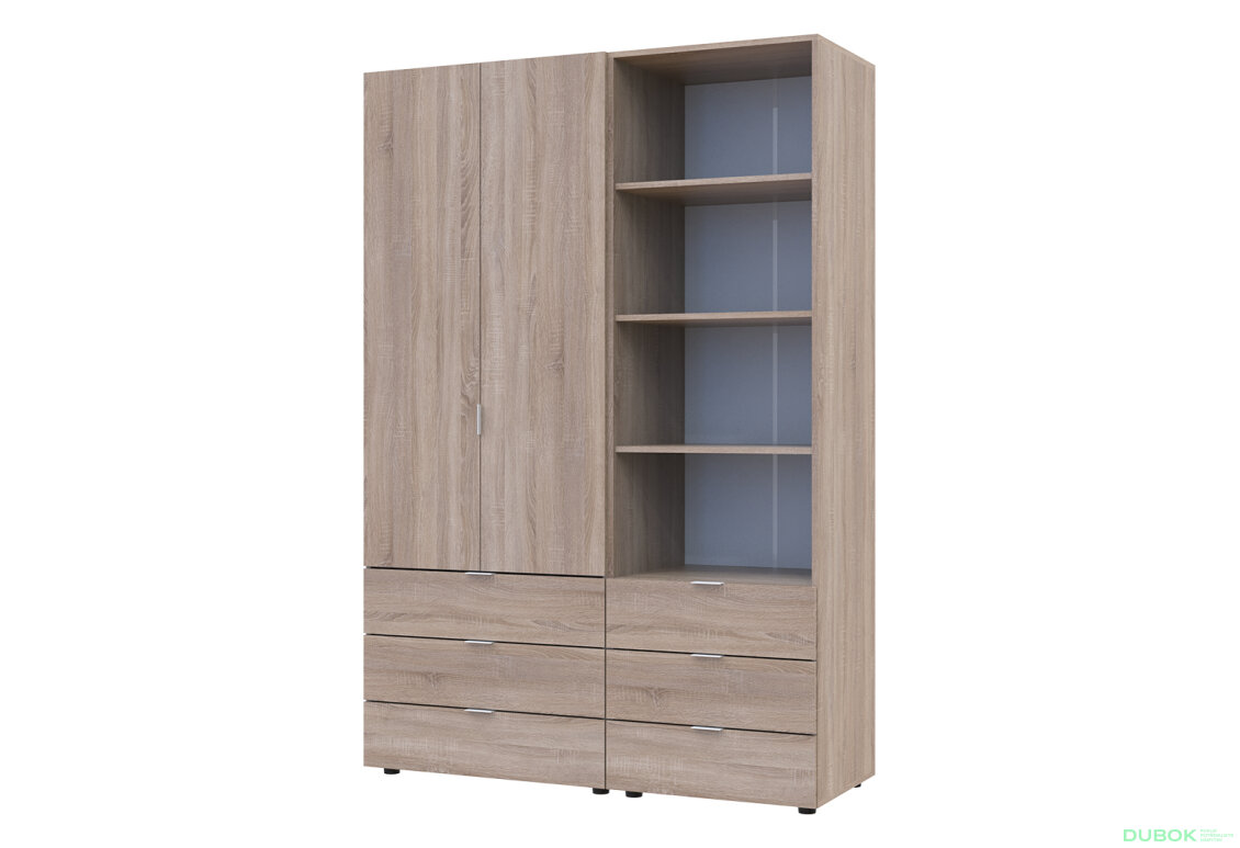 Skříň 2D s regálem se zásuvkami Gelar 137.5 cm dub sonoma
