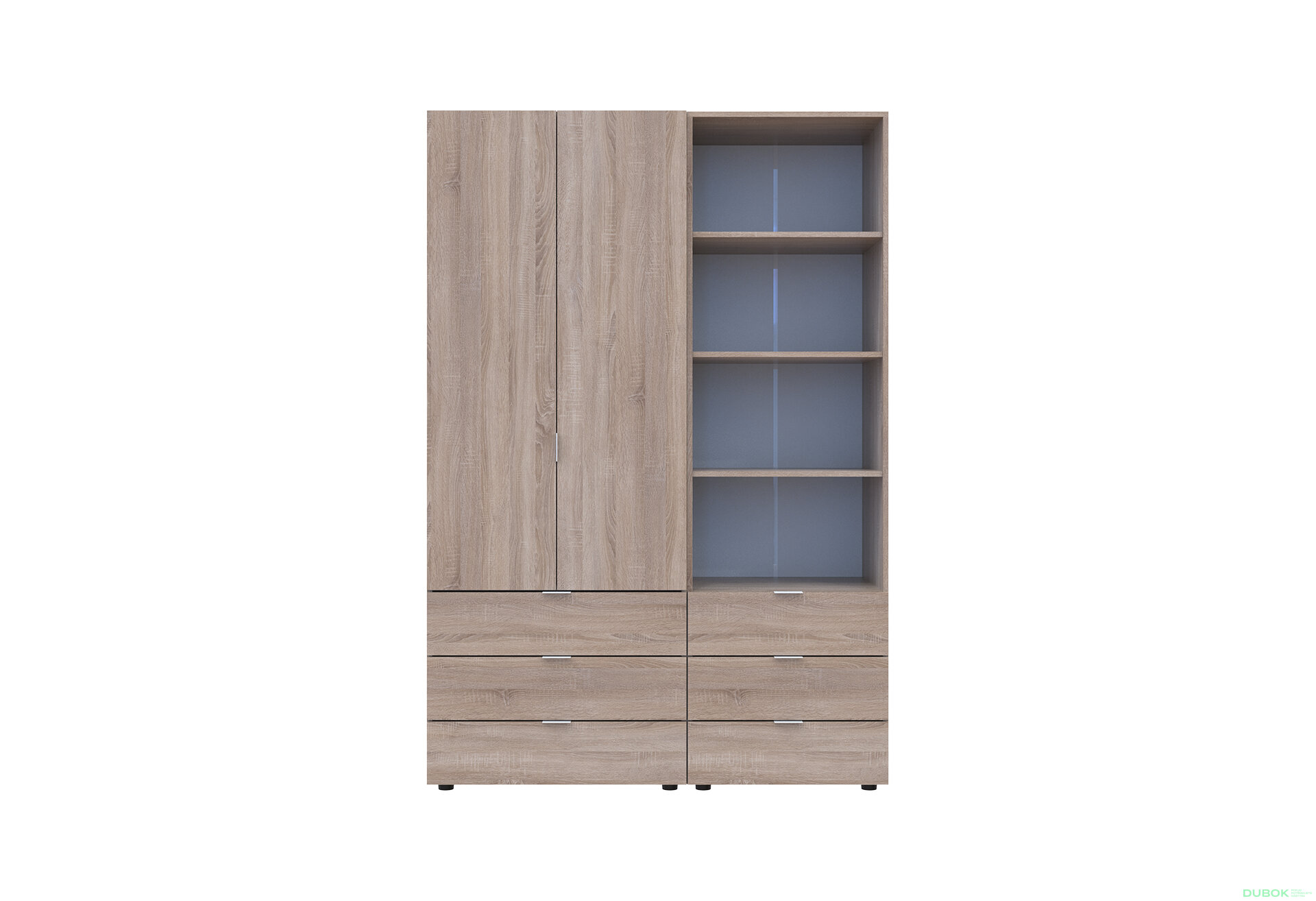 Obrázek 3 - Skříň 2D s regálem se zásuvkami Gelar 137.5 cm dub sonoma