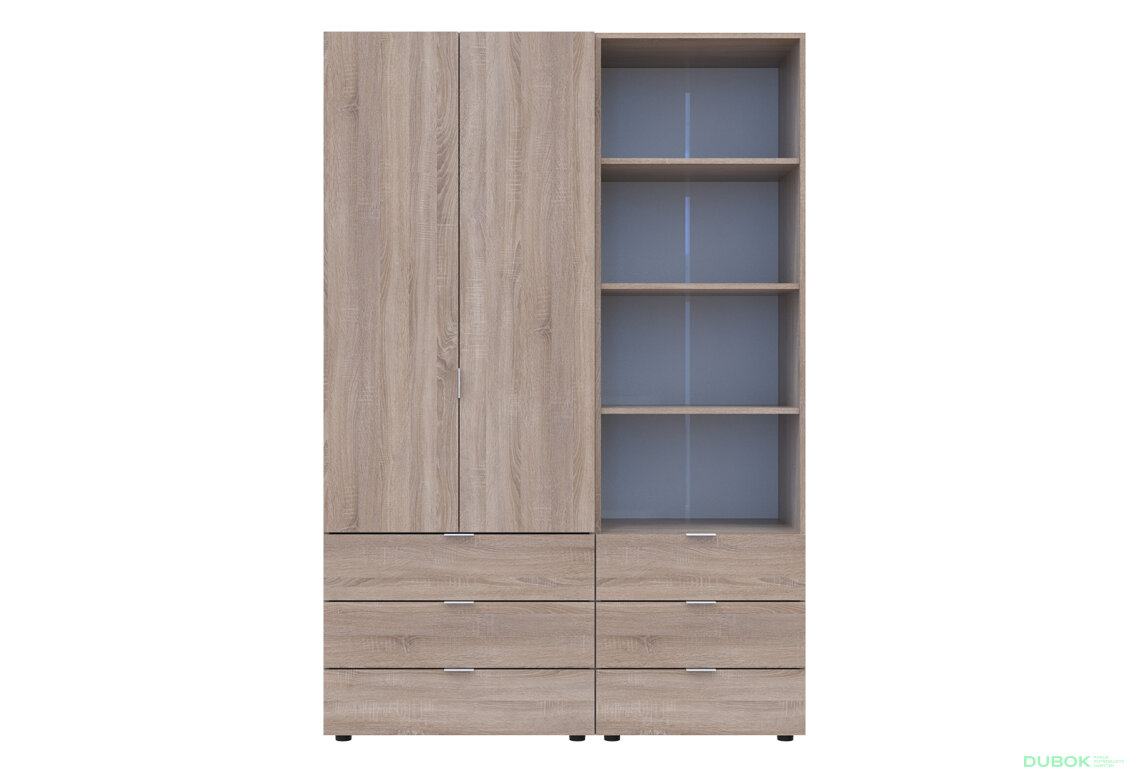 Obrázek 3 - Skříň 2D s regálem se zásuvkami Gelar 137.5 cm dub sonoma