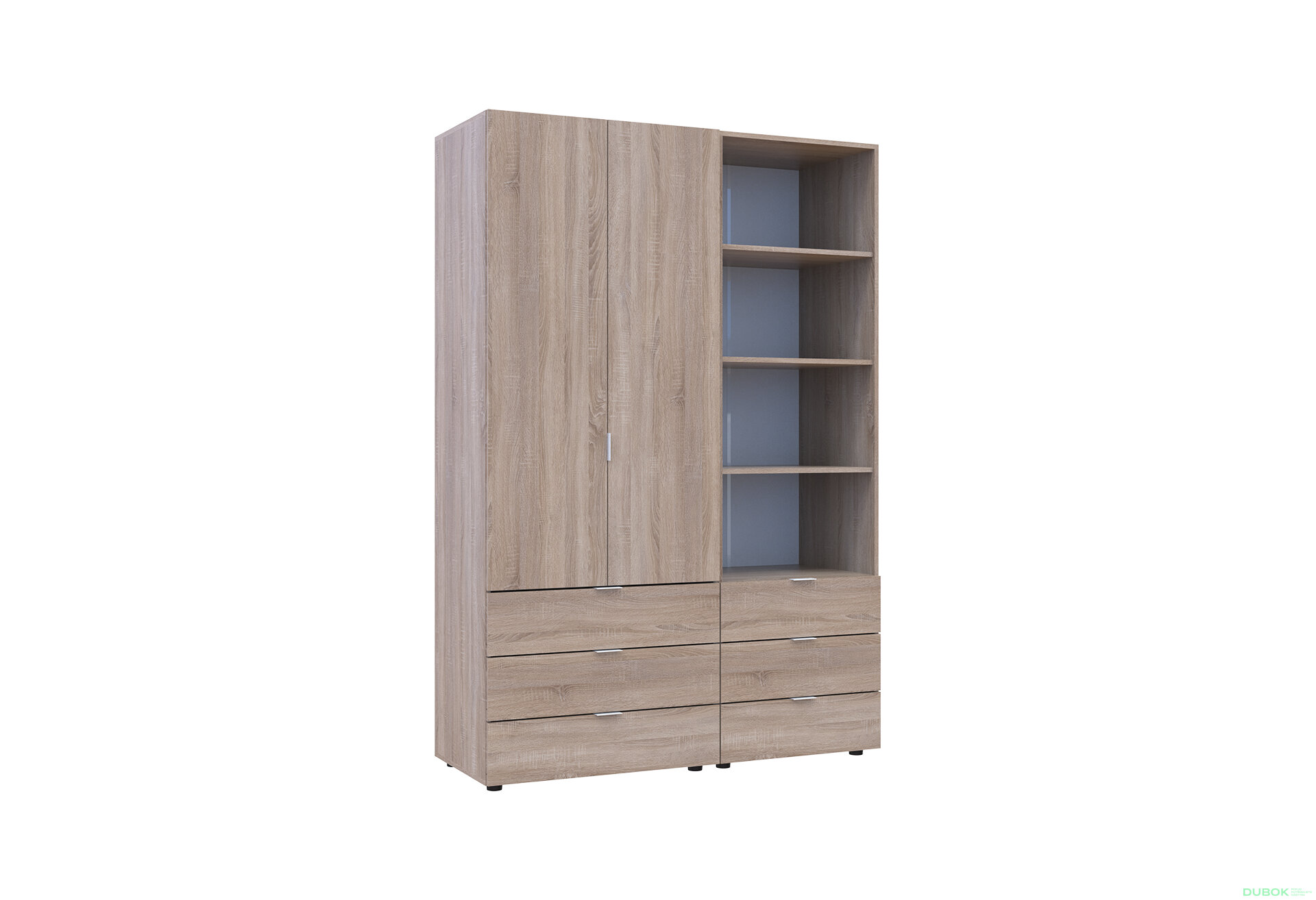 Obrázek 4 - Skříň 2D s regálem se zásuvkami Gelar 137.5 cm dub sonoma