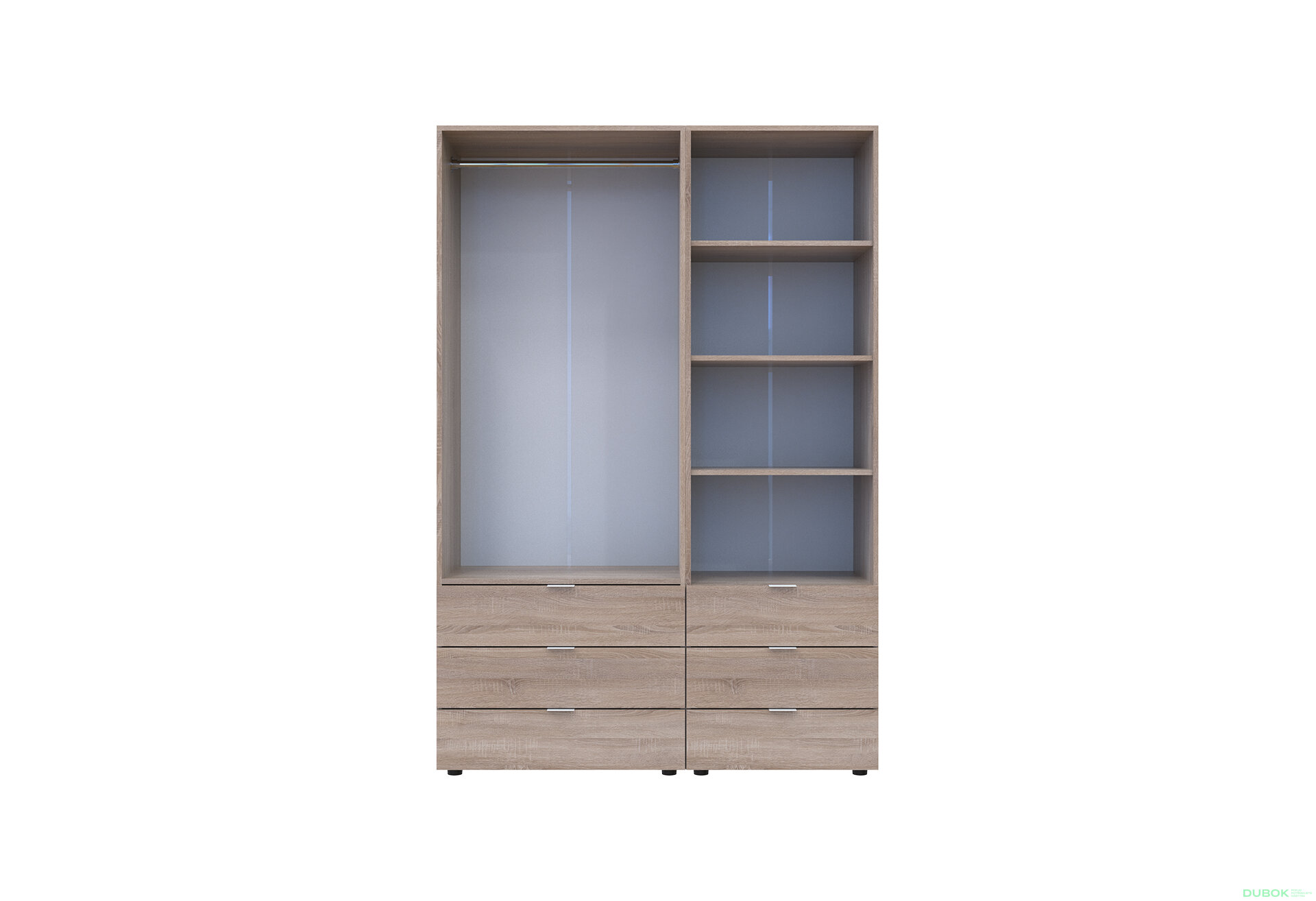 Obrázek 5 - Skříň 2D s regálem se zásuvkami Gelar 137.5 cm dub sonoma