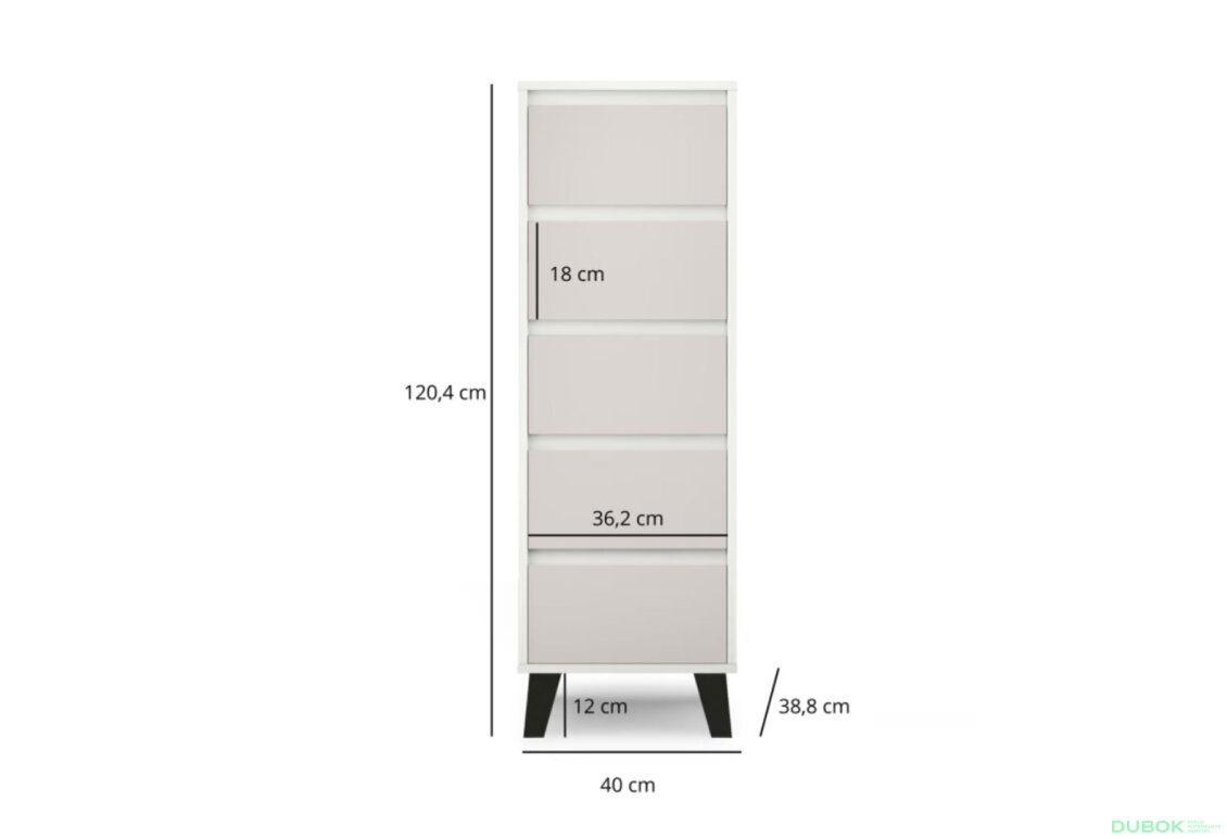 Obrázek 5 - Komoda Borg 5s/40 bílá / kašmír