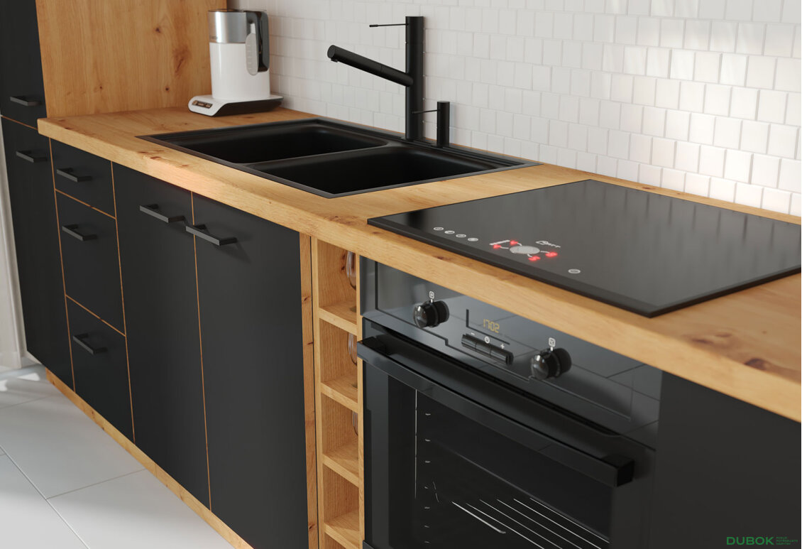 Obrázek 3 - Kuchyňská sestava 3.15 m dub artisan / černý mat Modena