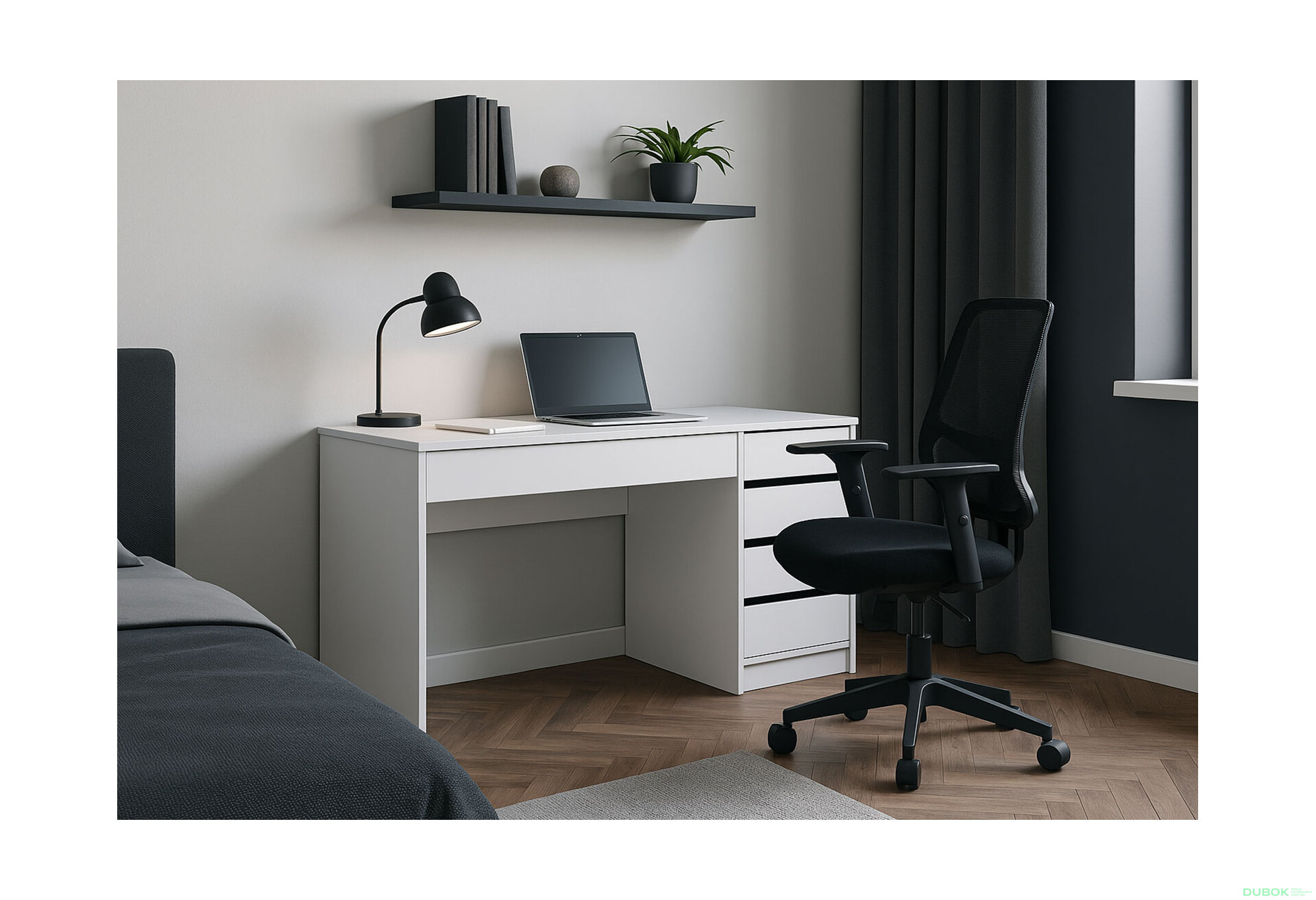 Obrázek 2 - Psací stůl s pravou montáží Profi 110 cm bílý