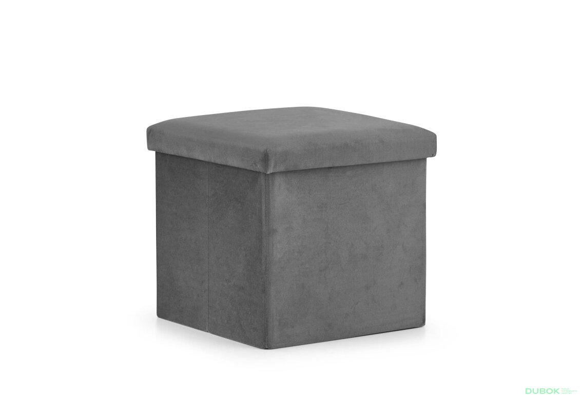 Puf skládací L - 38x38x38 cm samet šedý
