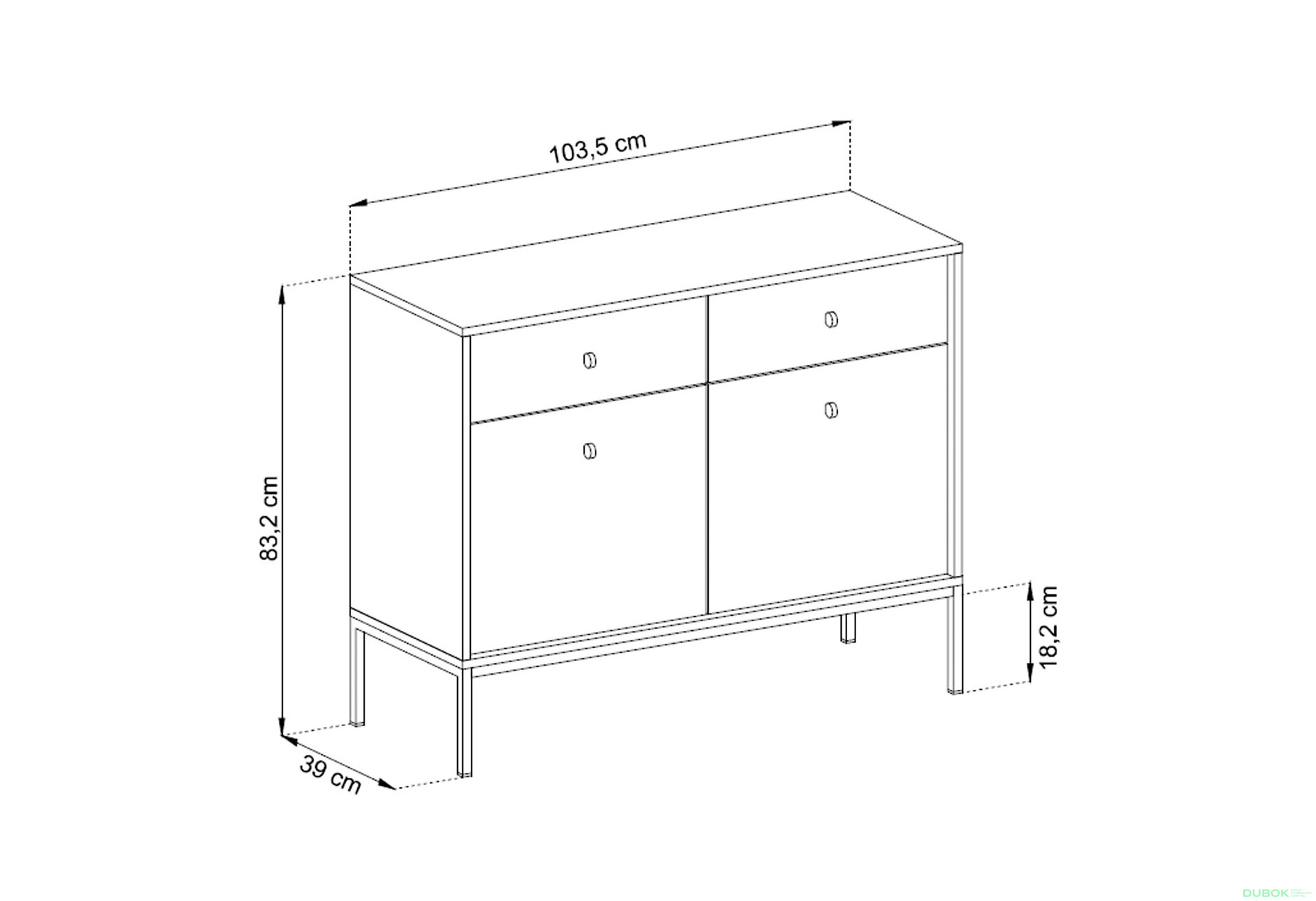 Obrázek 10 - Komoda MKSZ104 Mono bordo