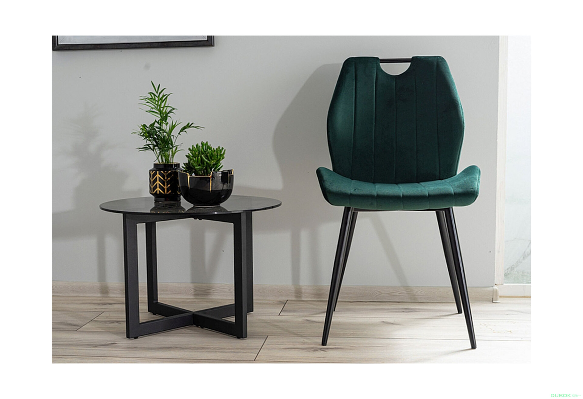 Obrázek 7 - Židle Arco Velvet zelený Bluvel 78, matná černá kov